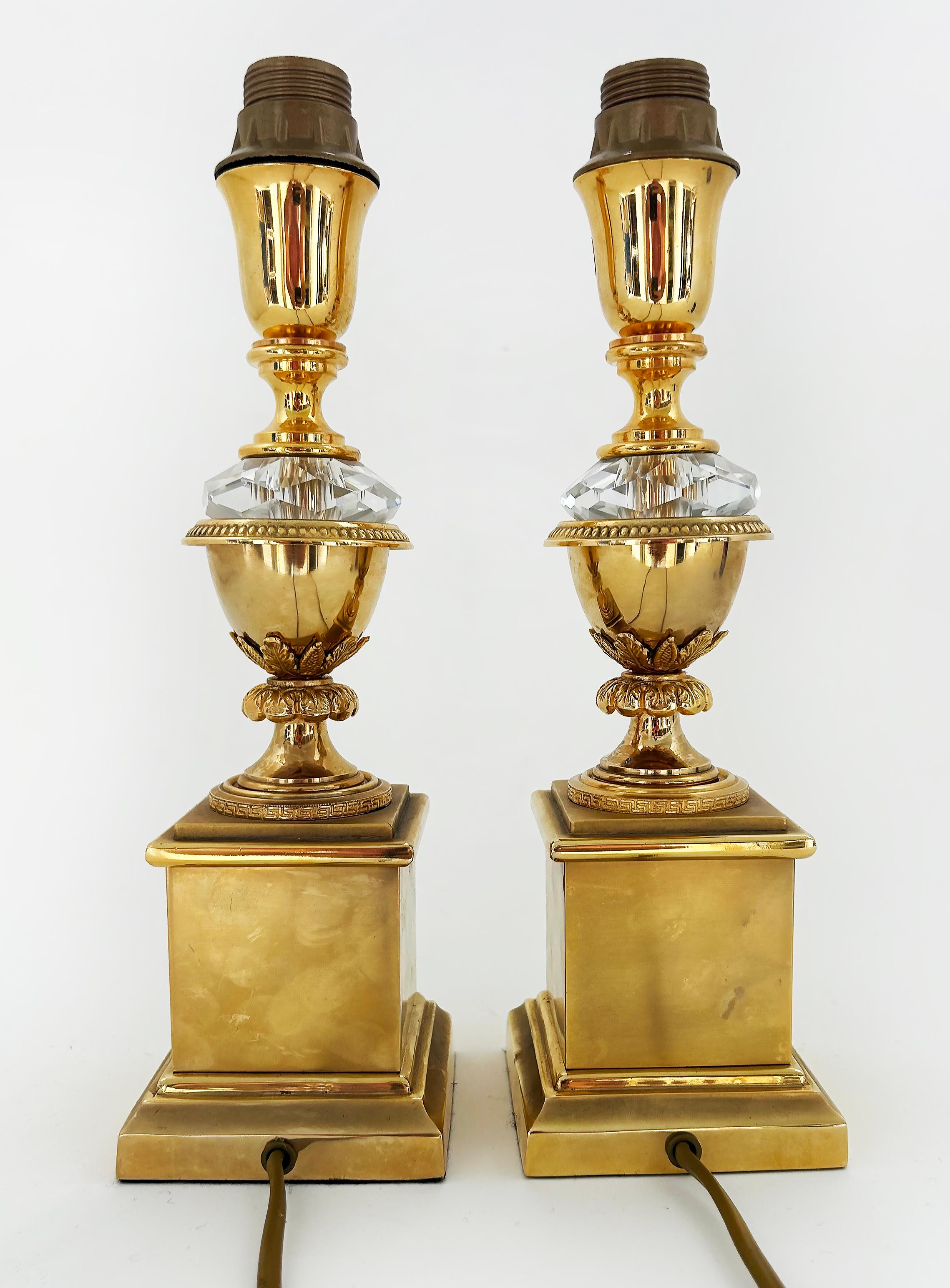 Tischlampen aus vergoldeter Bronze, Kristall und Malachit von Laudarte SRL, Italien, Paar im Angebot 3