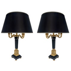 Laudarte Srl Italia Candelabri in bronzo dorato, lampade da tavolo in marmo, coppia