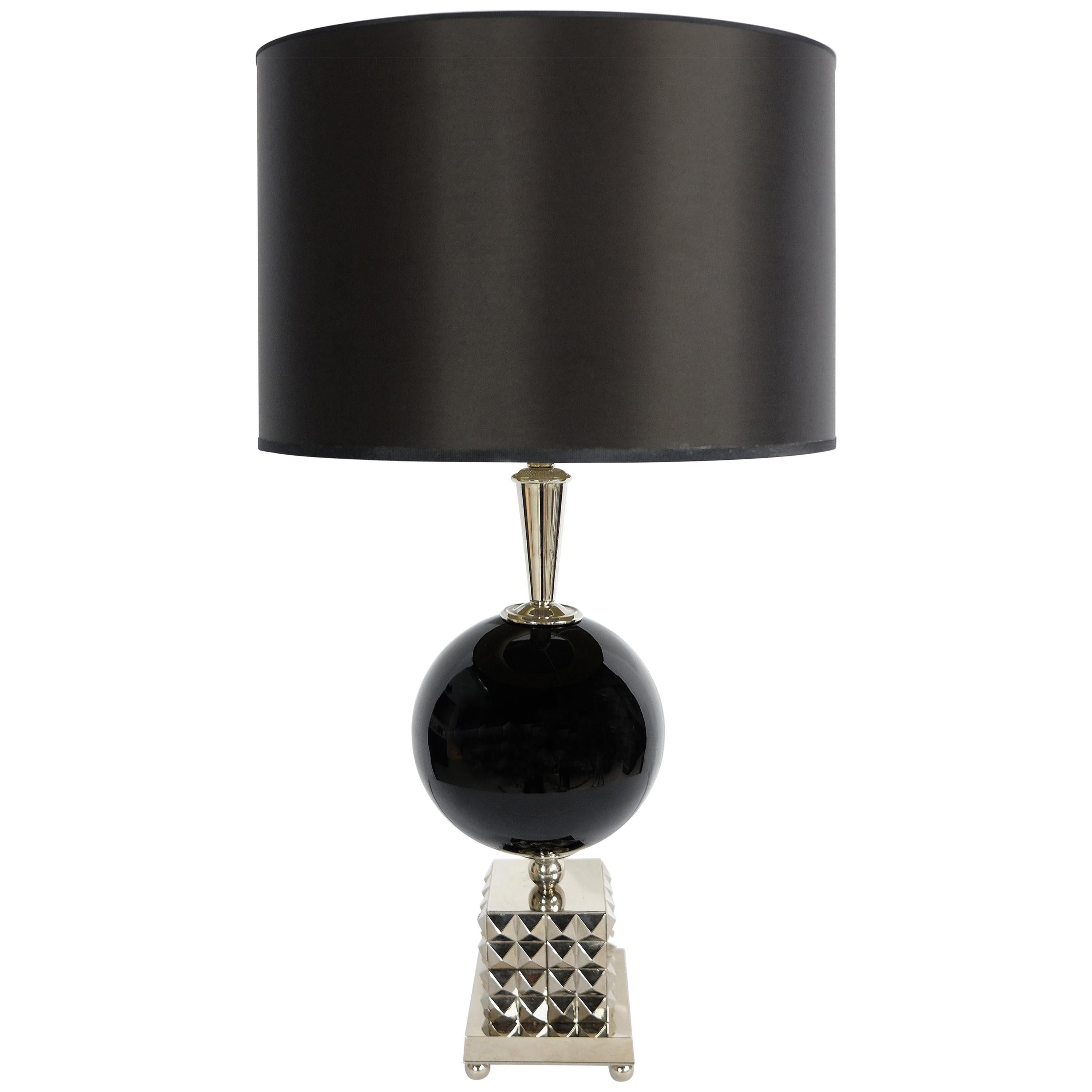 Laudarte Srl Lume Yago Table Lamp in Nickel and Glass, pair Available For Sale