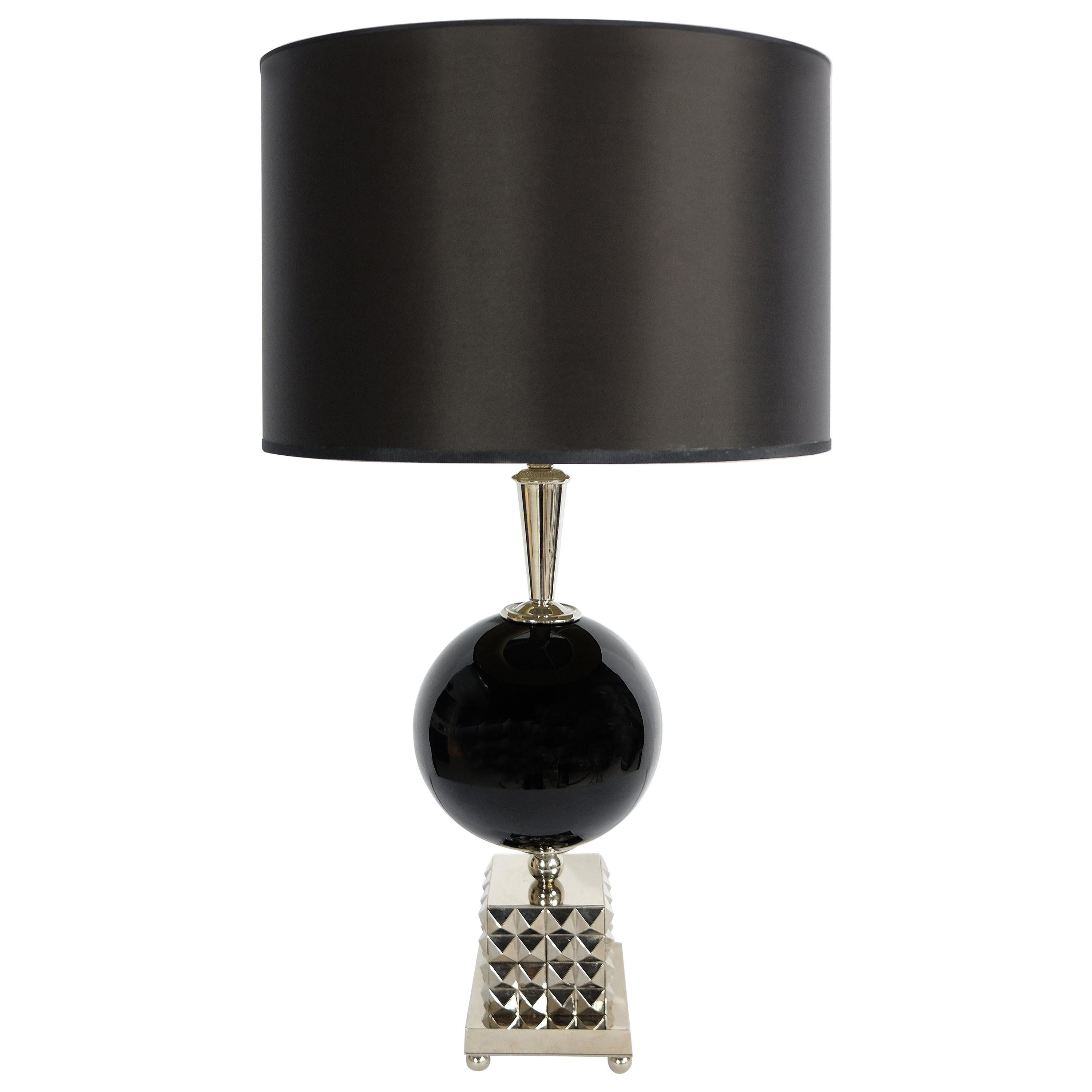 Laudarte Srl Lume Yago Table Lamp in Nickel and Glass For Sale