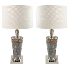 Laudarte Srl of Italy Table Lamp in Marble and Mother-Of-Pearl, Pair Available 