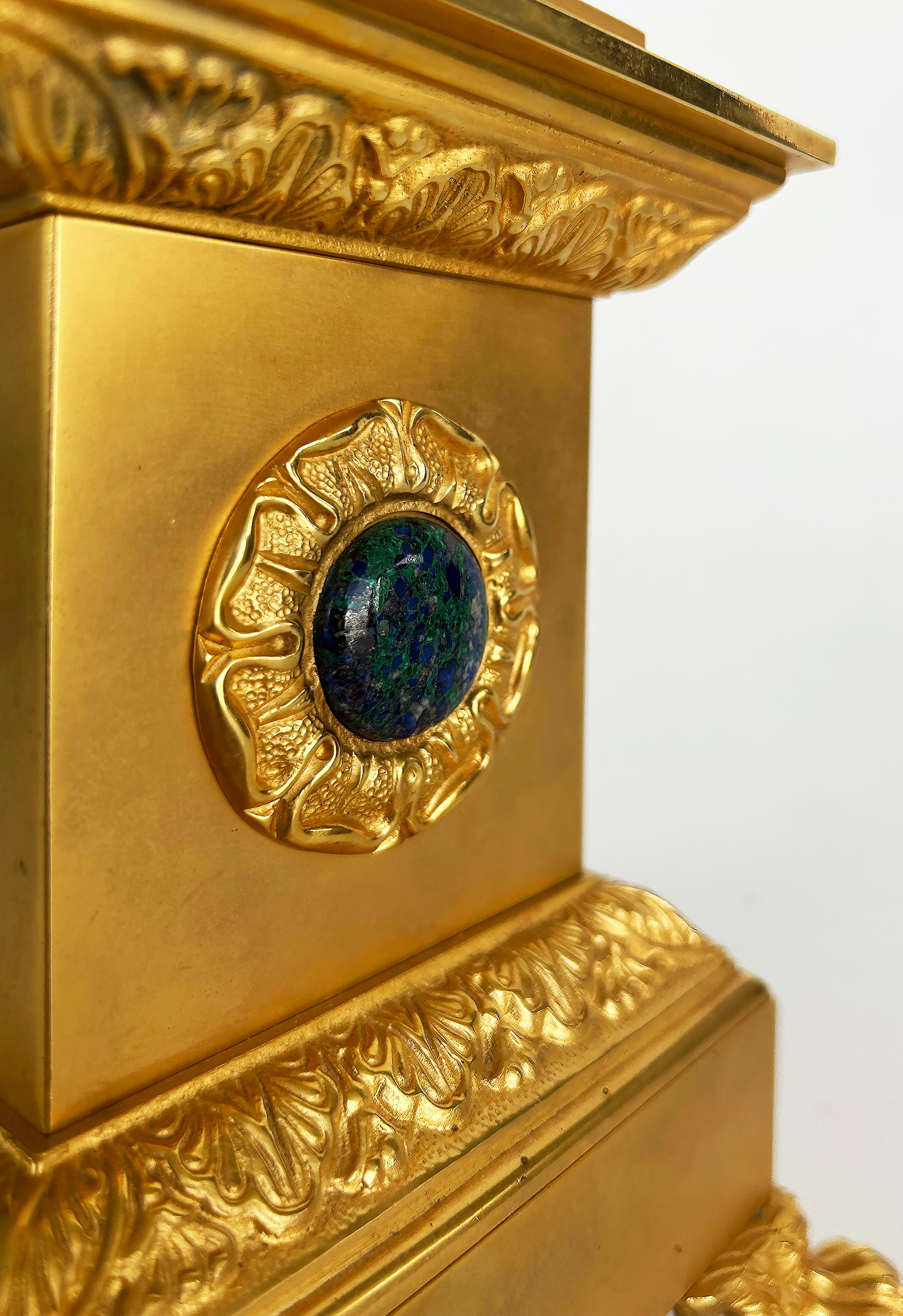 Laudarte SRLCurna de cristal cobalto, bronce dorado oro 24K con piedra malaquita, Italia Bronce en venta