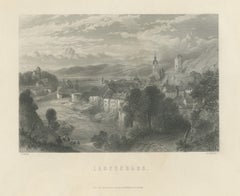 Laufenburg-sur-le-Rhin, gravure ancienne sur acier d'après Birket Foster, vers 1872