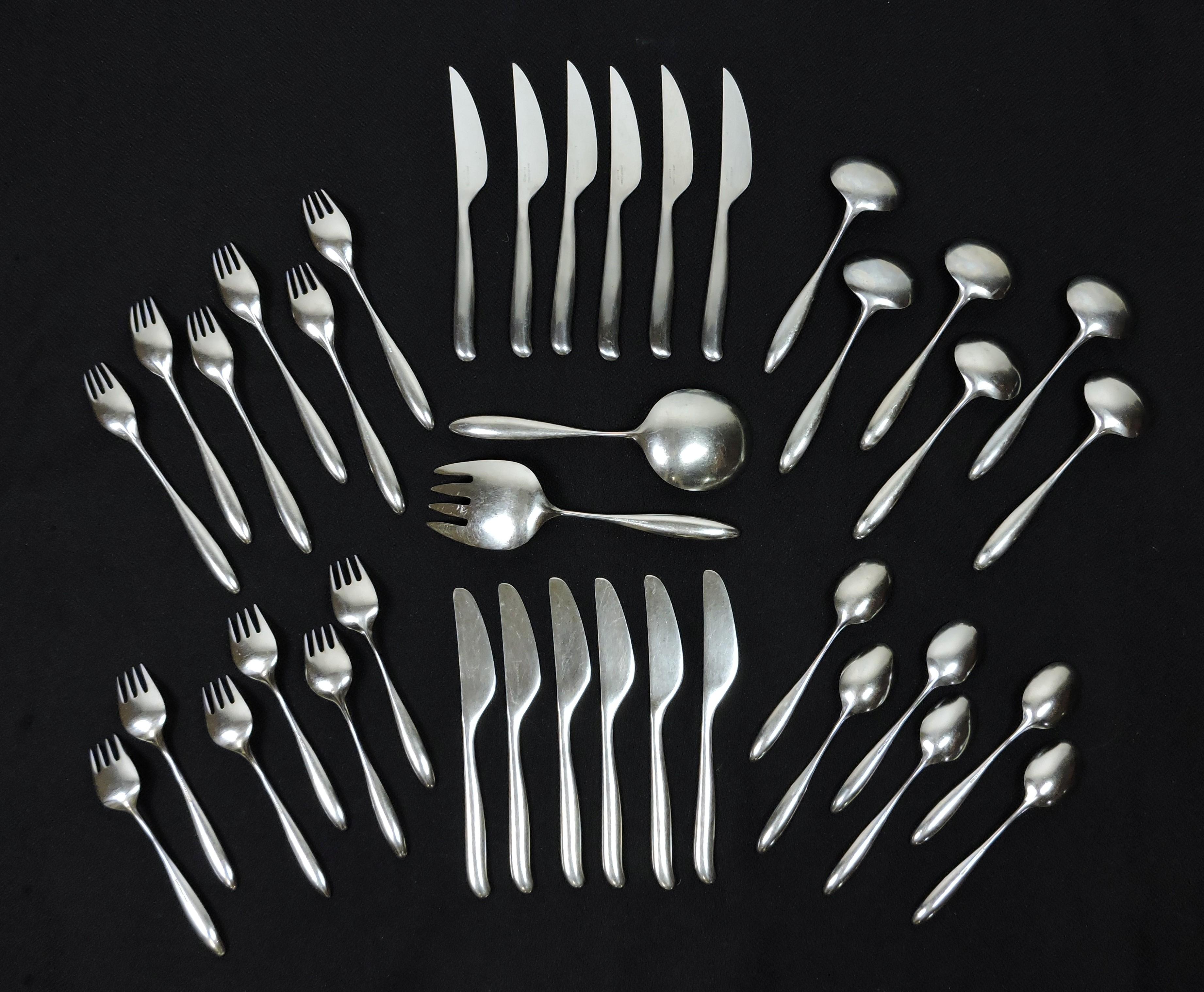 Lauffer Design 2 Don Wallance Service for 6 Stainless Flatware Germany 38 Pieces 1