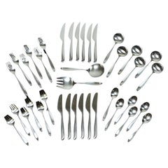 Retro Lauffer Design 2 Don Wallance Service for 6 Stainless Flatware Germany 38 Pieces