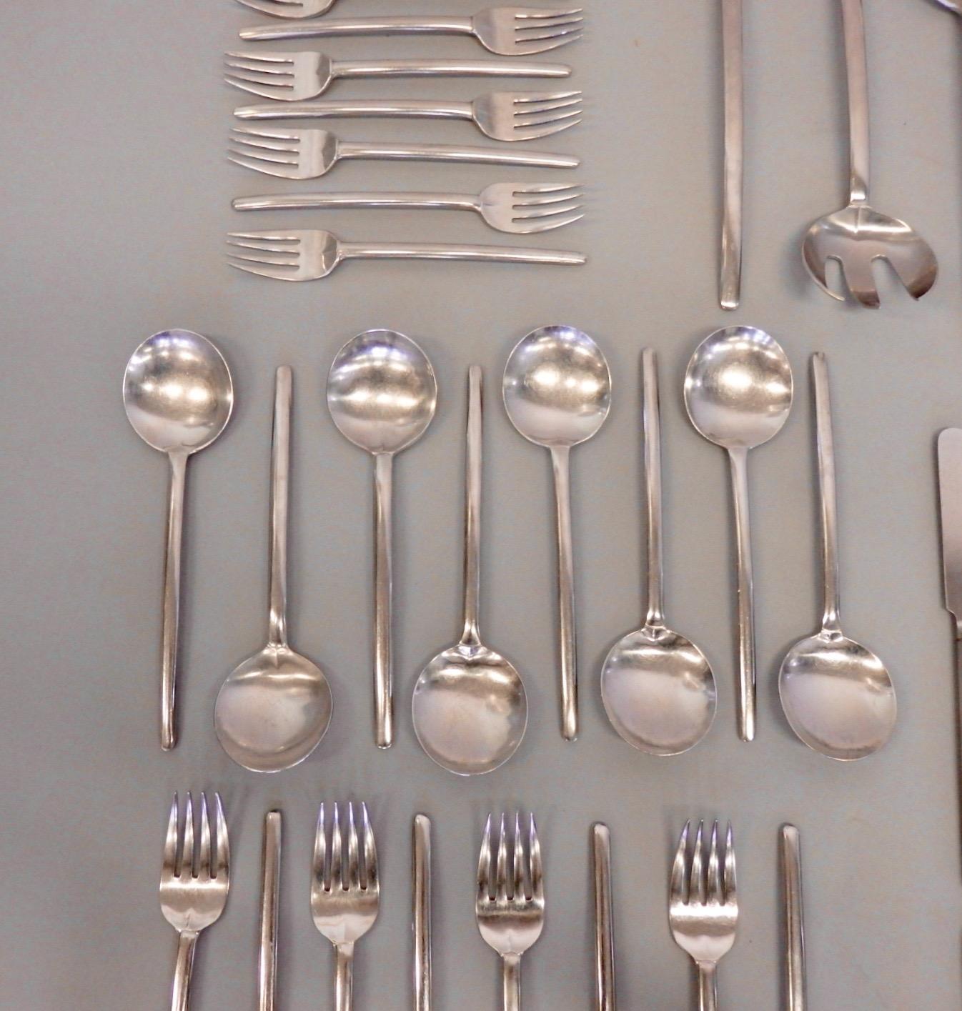 20th Century Lauffer Holland Five-Piece Modernist Setting for Eight Flatware Table Utensils