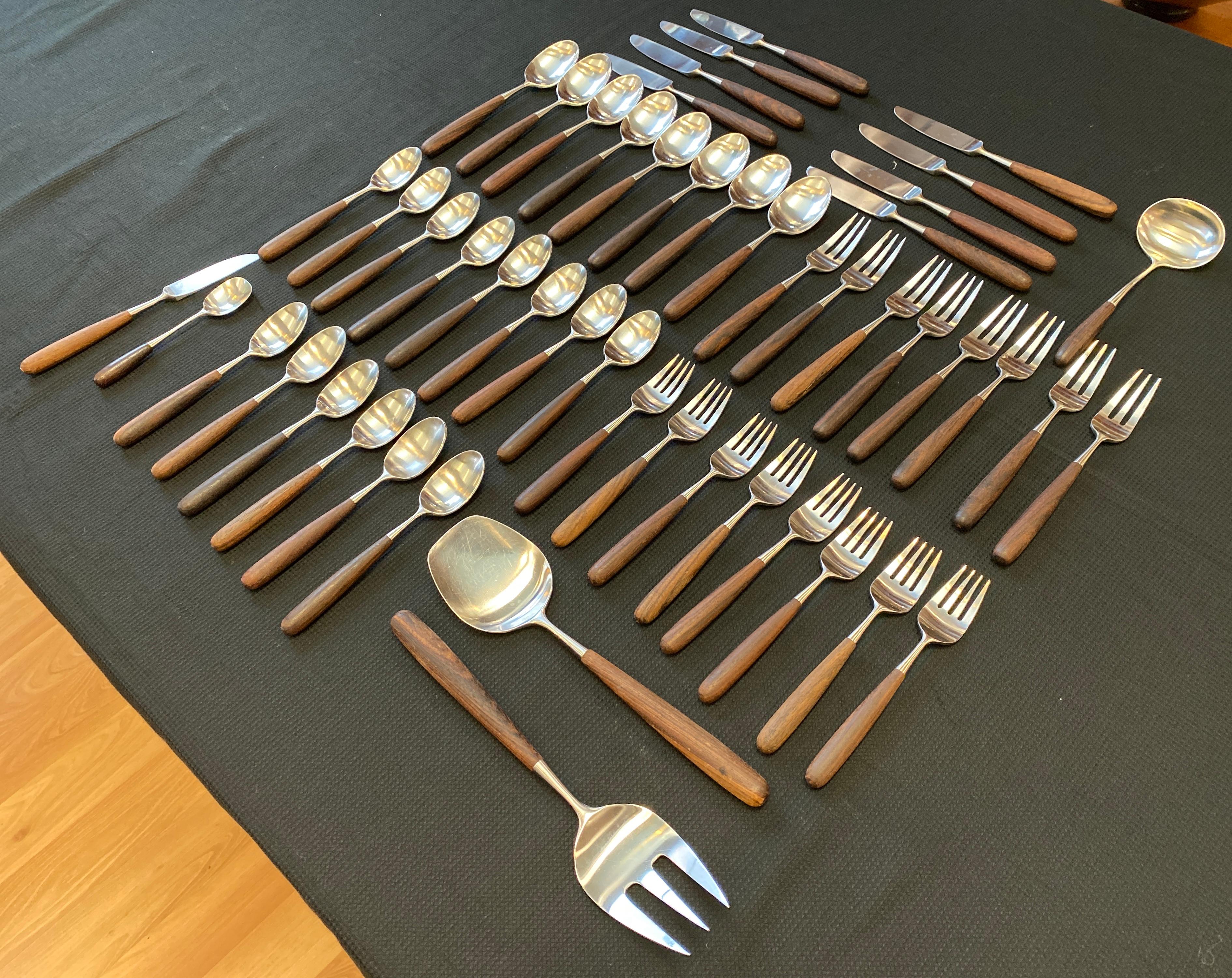 Lauffer, Palisander & Stainless Steel 51 Piece Set of Flatware Japan 1