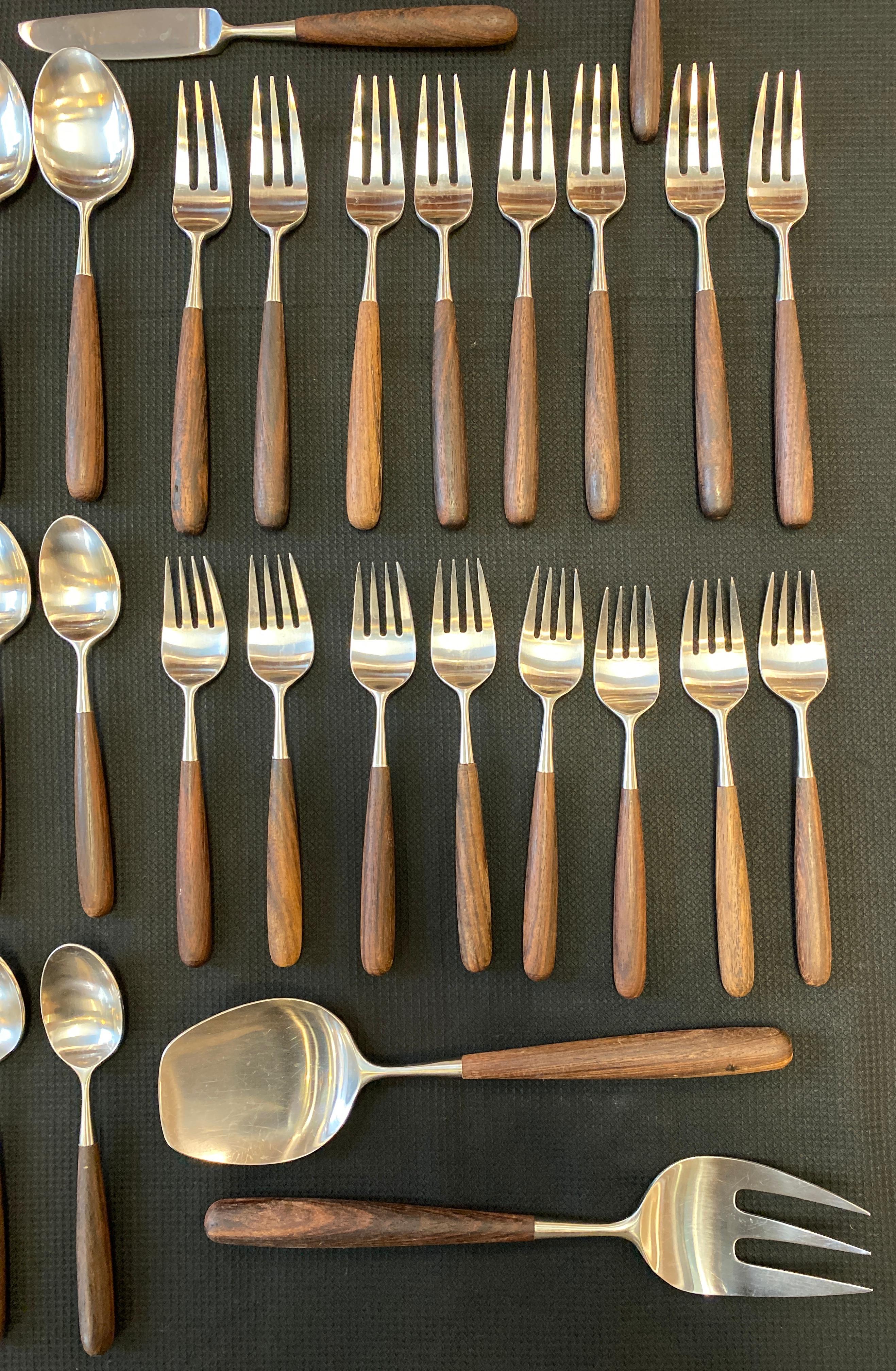 Japanese Lauffer, Palisander & Stainless Steel 51 Piece Set of Flatware Japan