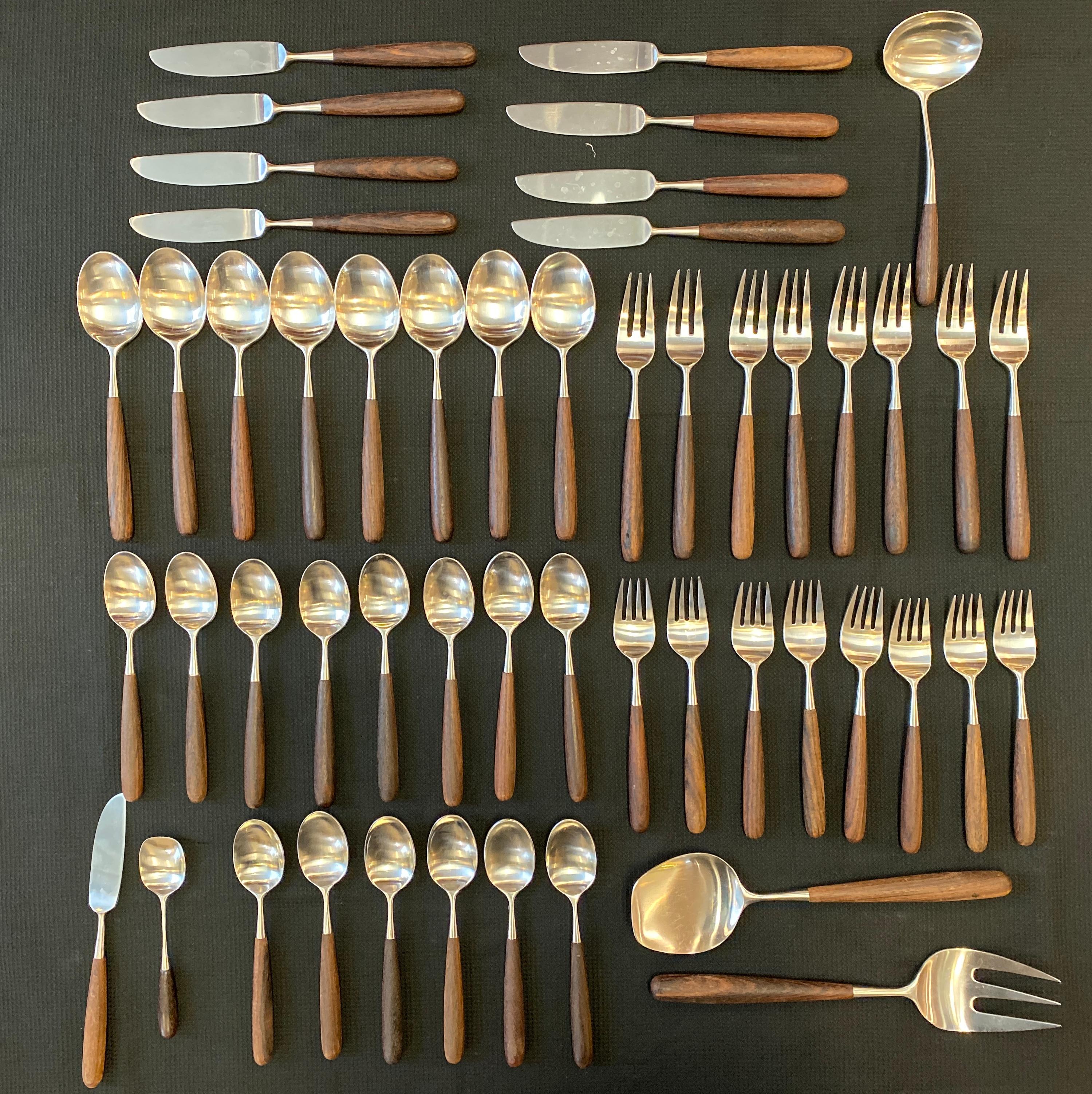 Lauffer, Palisander & Stainless Steel 51 Piece Set of Flatware Japan 1