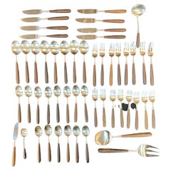 Vintage Lauffer, Palisander & Stainless Steel 51 Piece Set of Flatware Japan