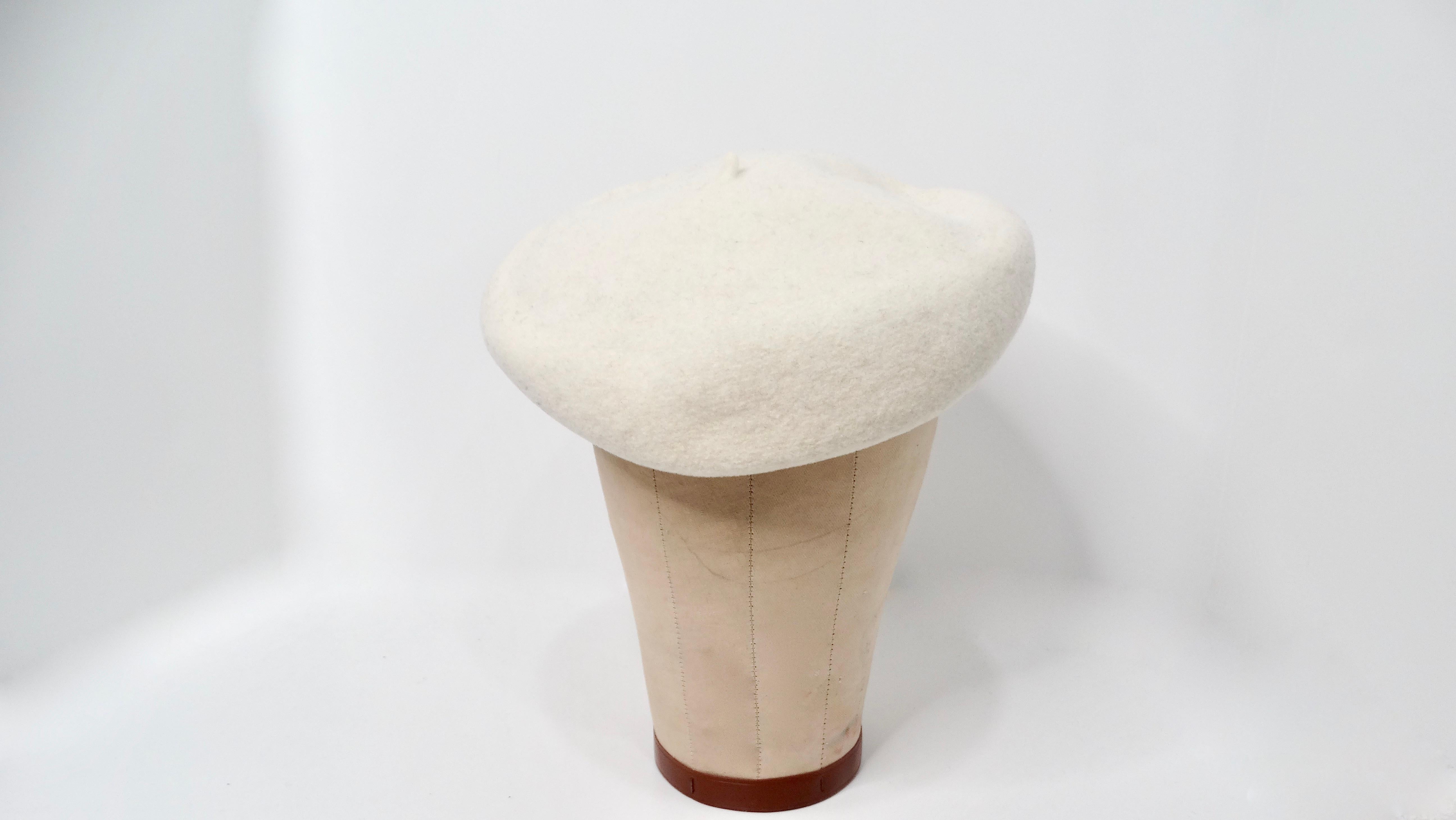Beige Laulhere Cream French Merino Wool Bakers Hat Beret For Sale