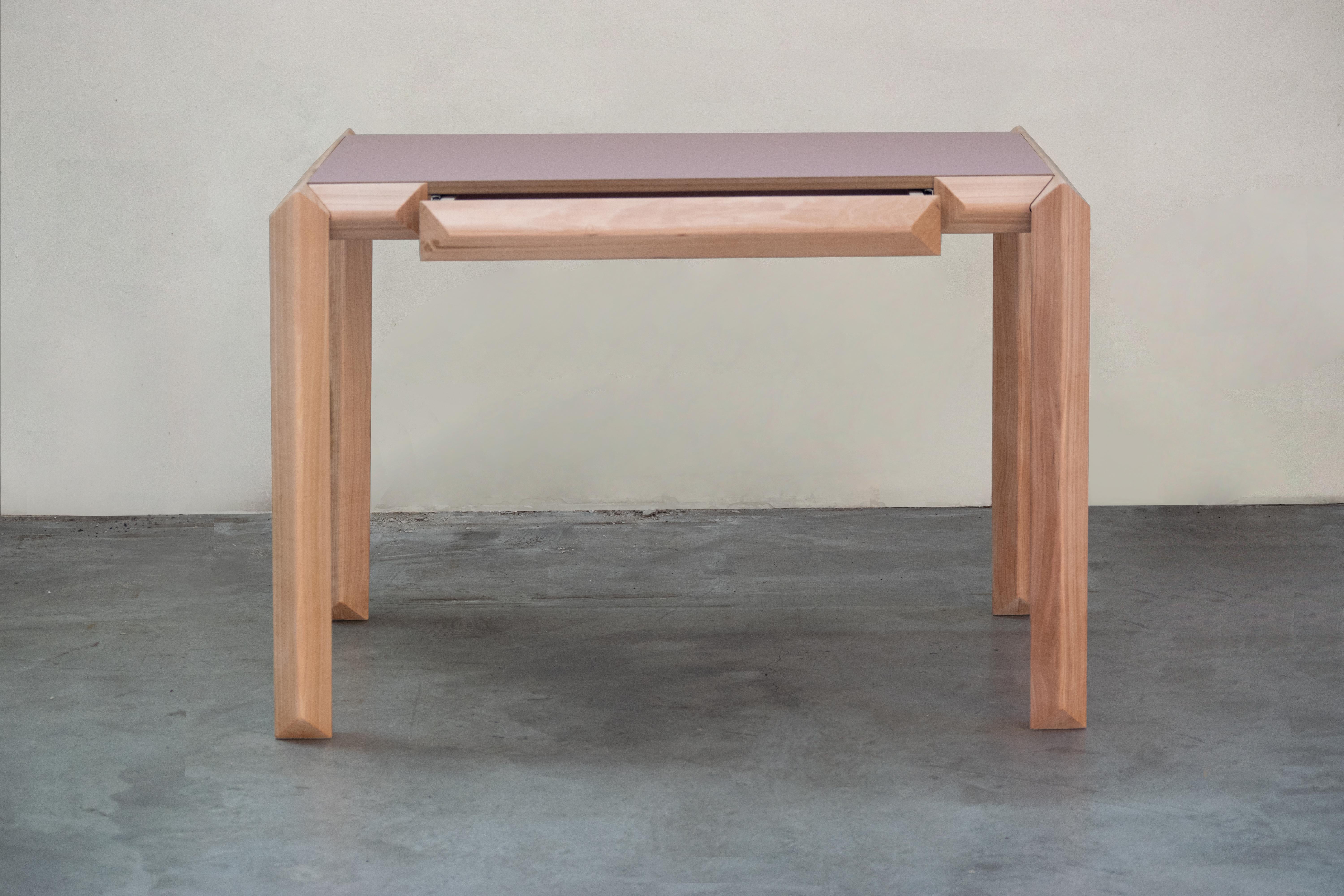 Launched at the ICFF - Wanted design fair in 2022, during the New York design week, the table - desk brings a warm solution to new insulation needs at a home working space through the use of wood in its natural color. 
It’s presented as a solid