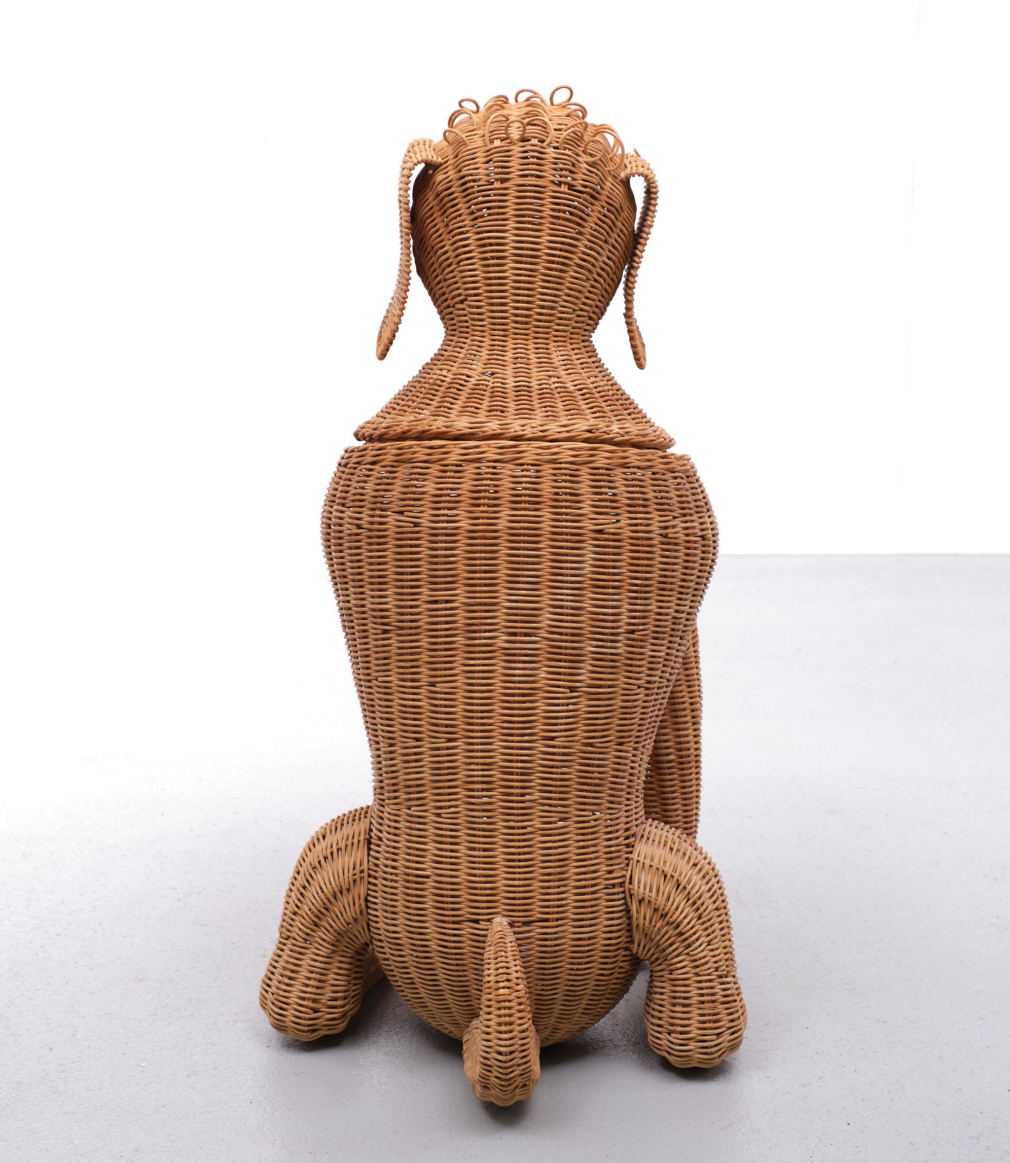 Dutch Laundry Basket Wicker Dog 1960s Holland