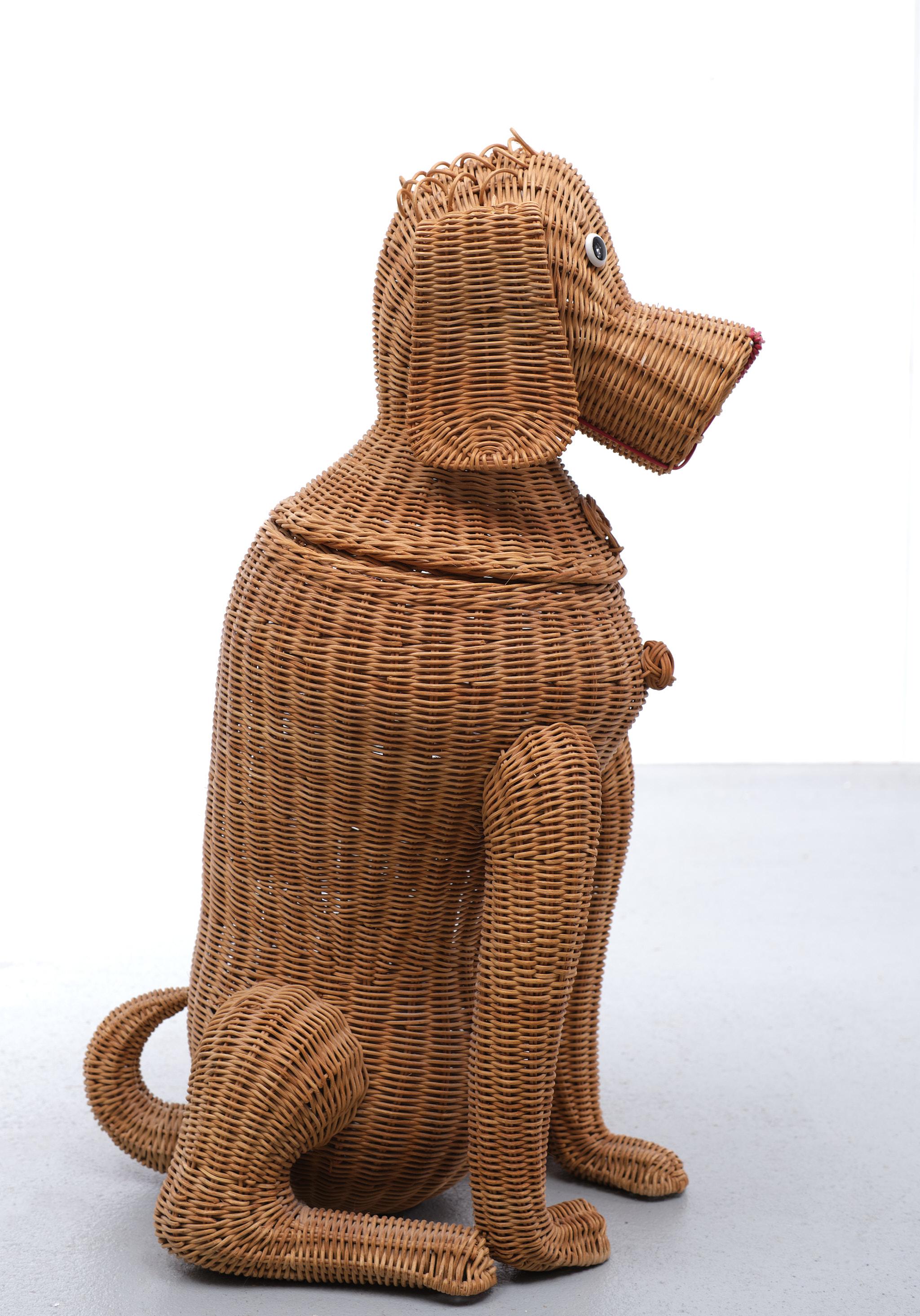 Laundry Basket Wicker Dog 1960s Holland 1