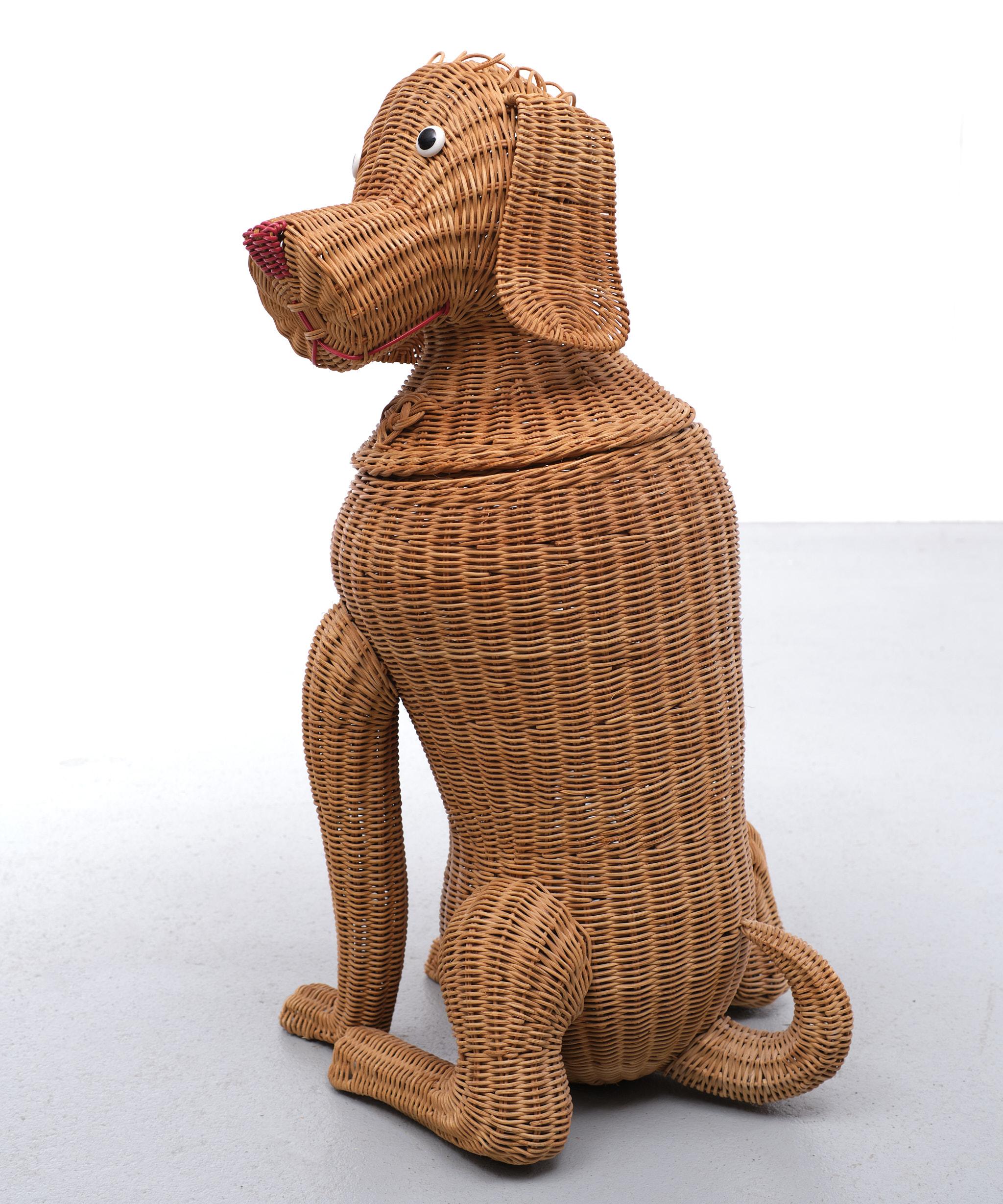 Laundry Basket Wicker Dog 1960s Holland 2