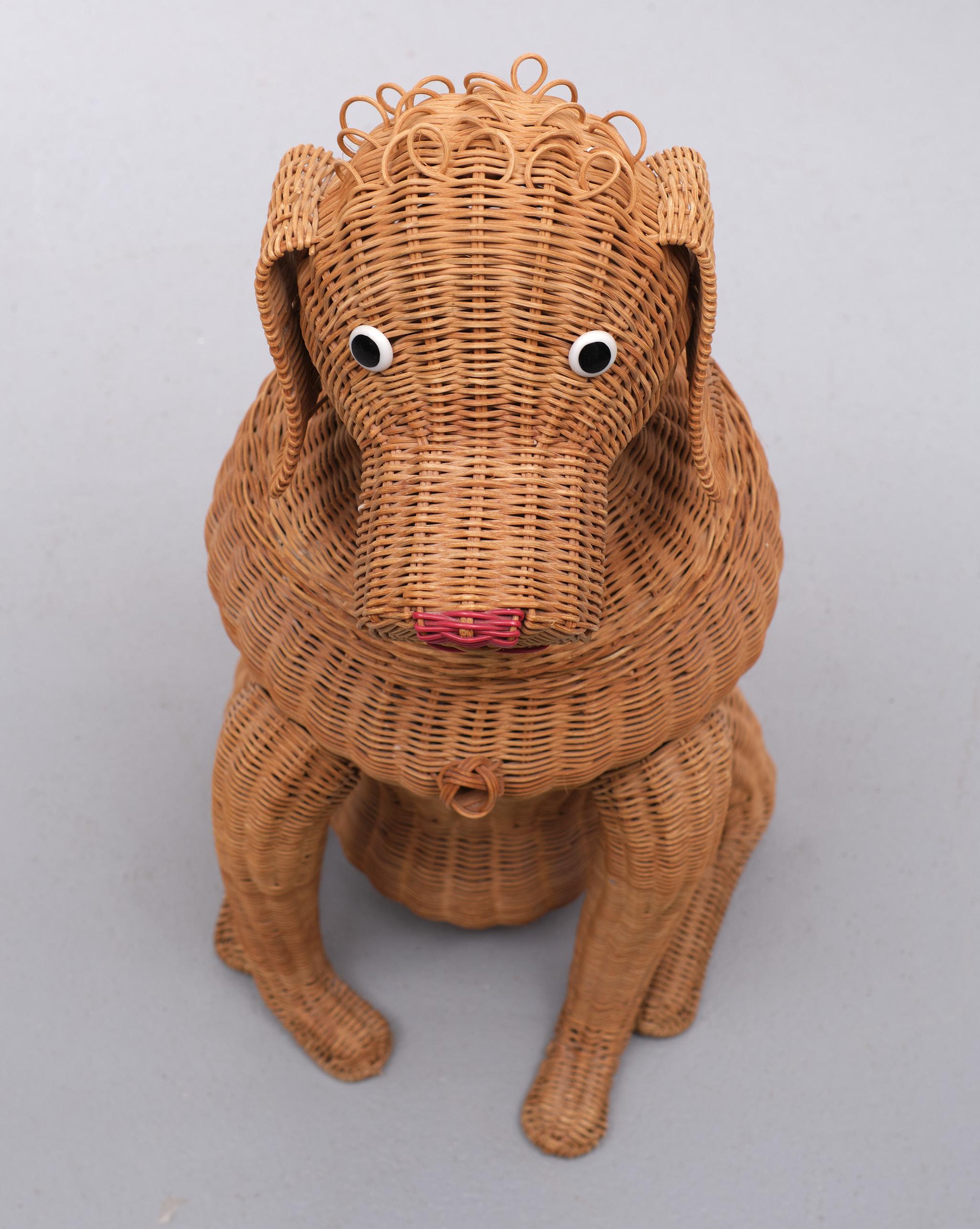 Laundry Basket Wicker Dog 1960s Holland 3