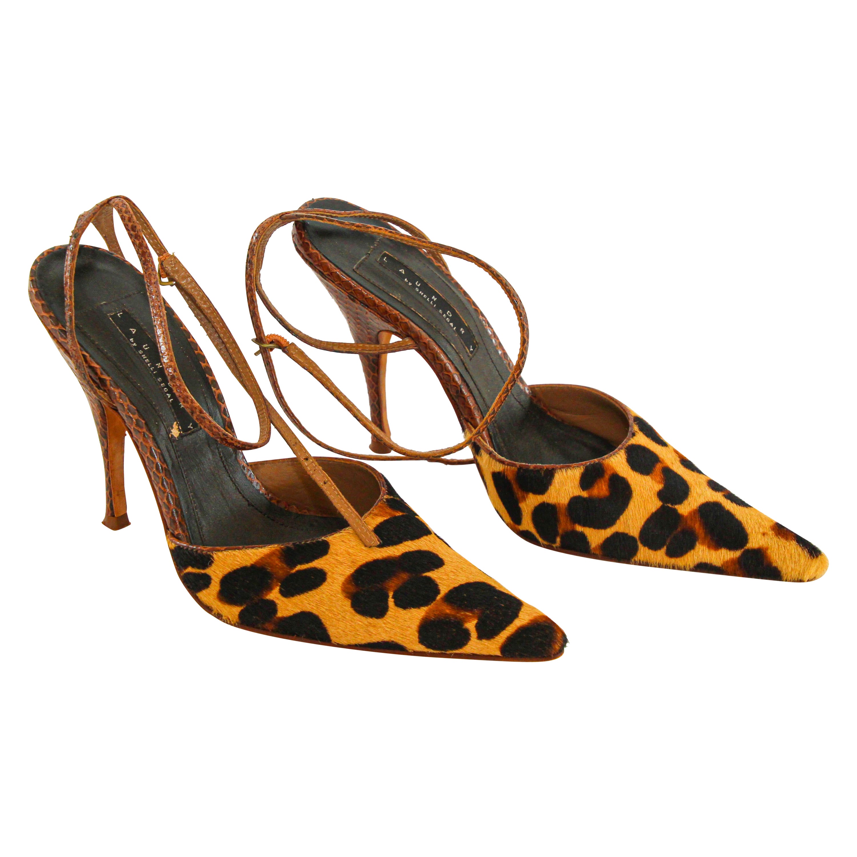 Laundry by Shelli Segal Zapatos de tacón de piel y pelo de becerro multicolor talla 7 en venta