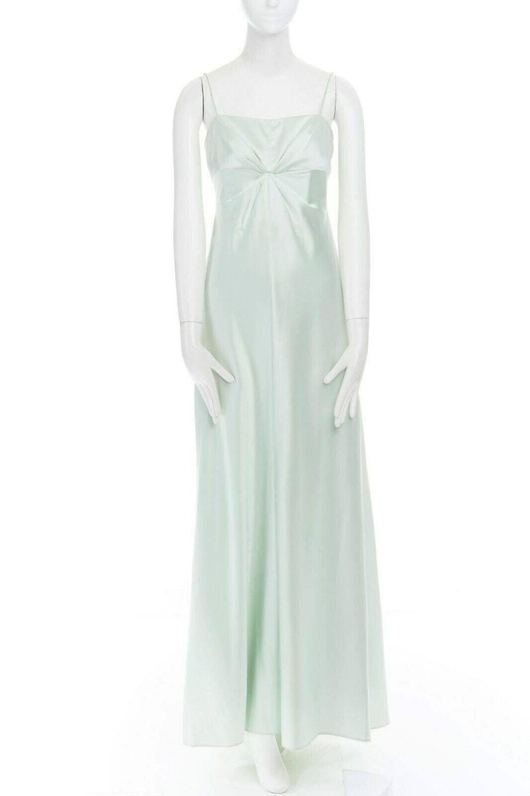 LAUNDRY SHELLI SEGAL pastel green gathered dart bust evening gown US8 M 
Reference: LACG/A00373 
Brand: Laundry 
Designer: Shelli Segal 
Color: Green 
Pattern: Solid 
Closure: Zip 
Extra Detail: Feels like acetate. Spaghetti strap. Pleated dark