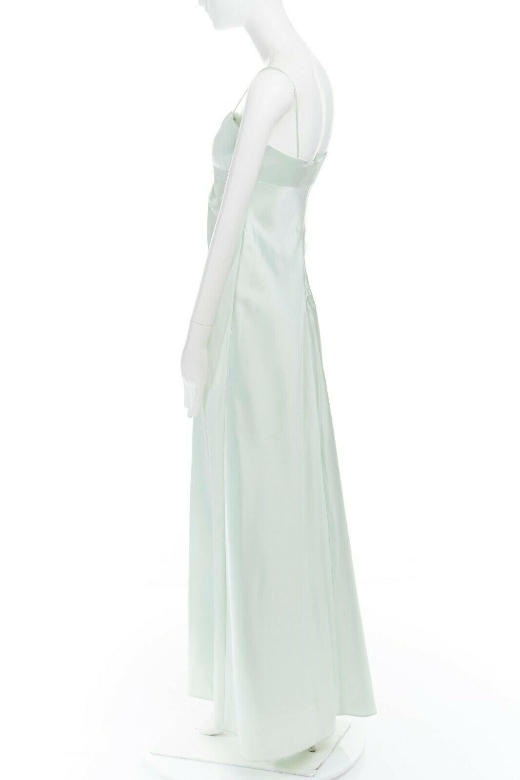Gray LAUNDRY SHELLI SEGAL pastel green gathered dart bust evening gown US8 M