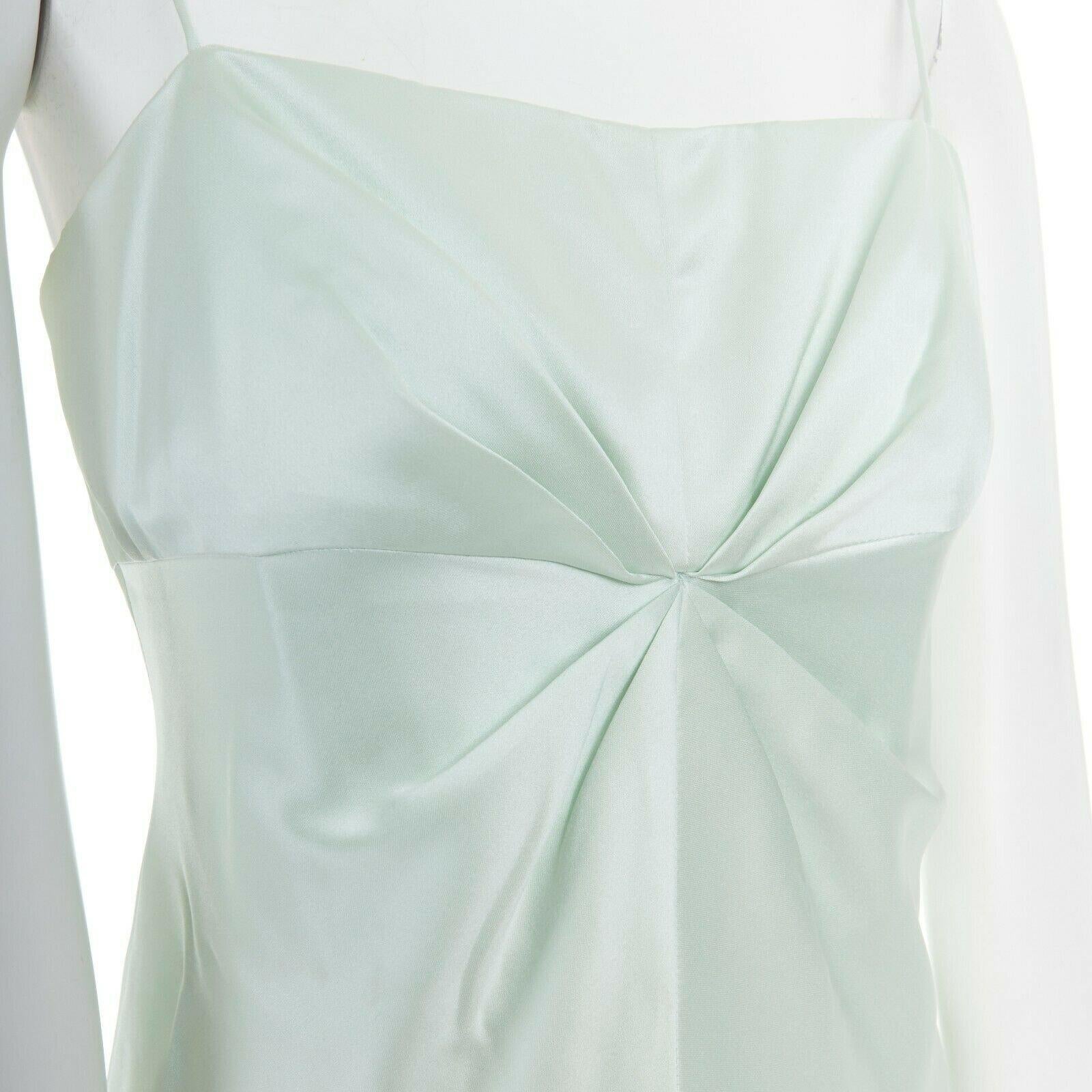 LAUNDRY SHELLI SEGAL pastel green gathered dart bust evening gown US8 M In Good Condition In Hong Kong, NT