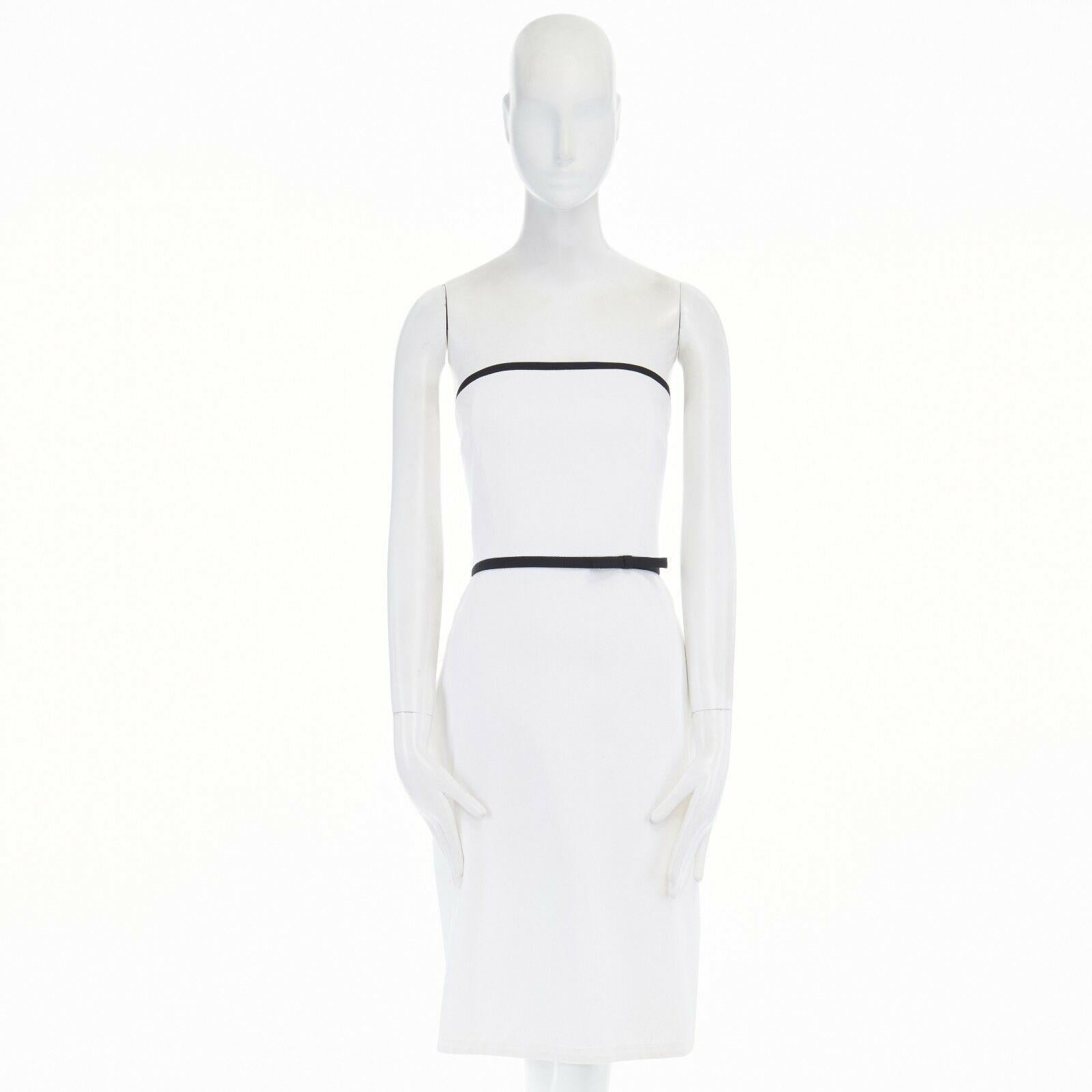 LAUNDRY SHELLI SEGAL white cotton black bow trim strapless cocktail dress US6 M 
Reference: LACG/A00199 
Brand: Laundry 
Designer: Shelli Segal 
Material: Cotton 
Color: White 
Pattern: Solid 
Closure: Zip 
Extra Detail: White textured cotton. Black