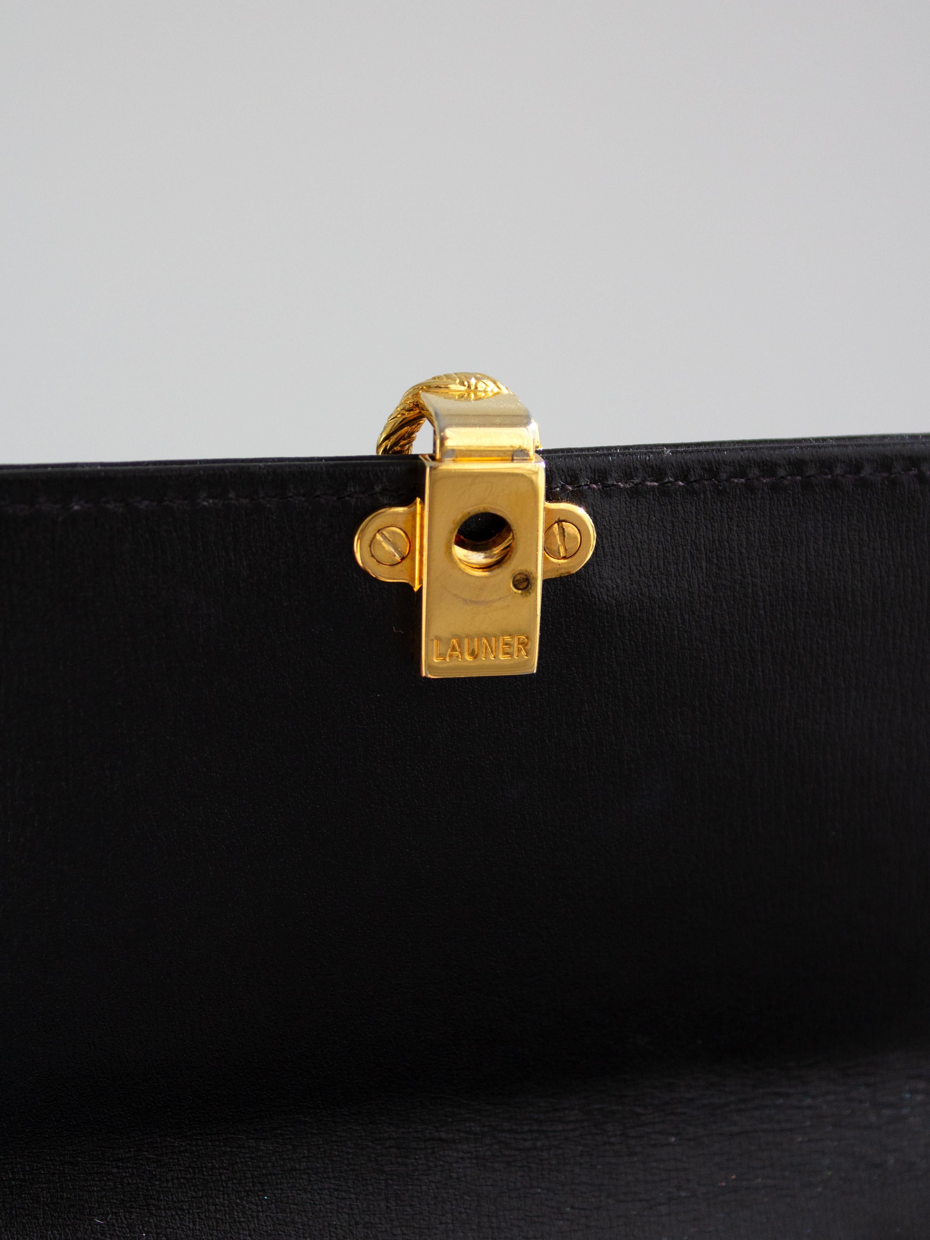 Launer London Traviata Reina Isabel Negro Bolso de Asa Superior 12