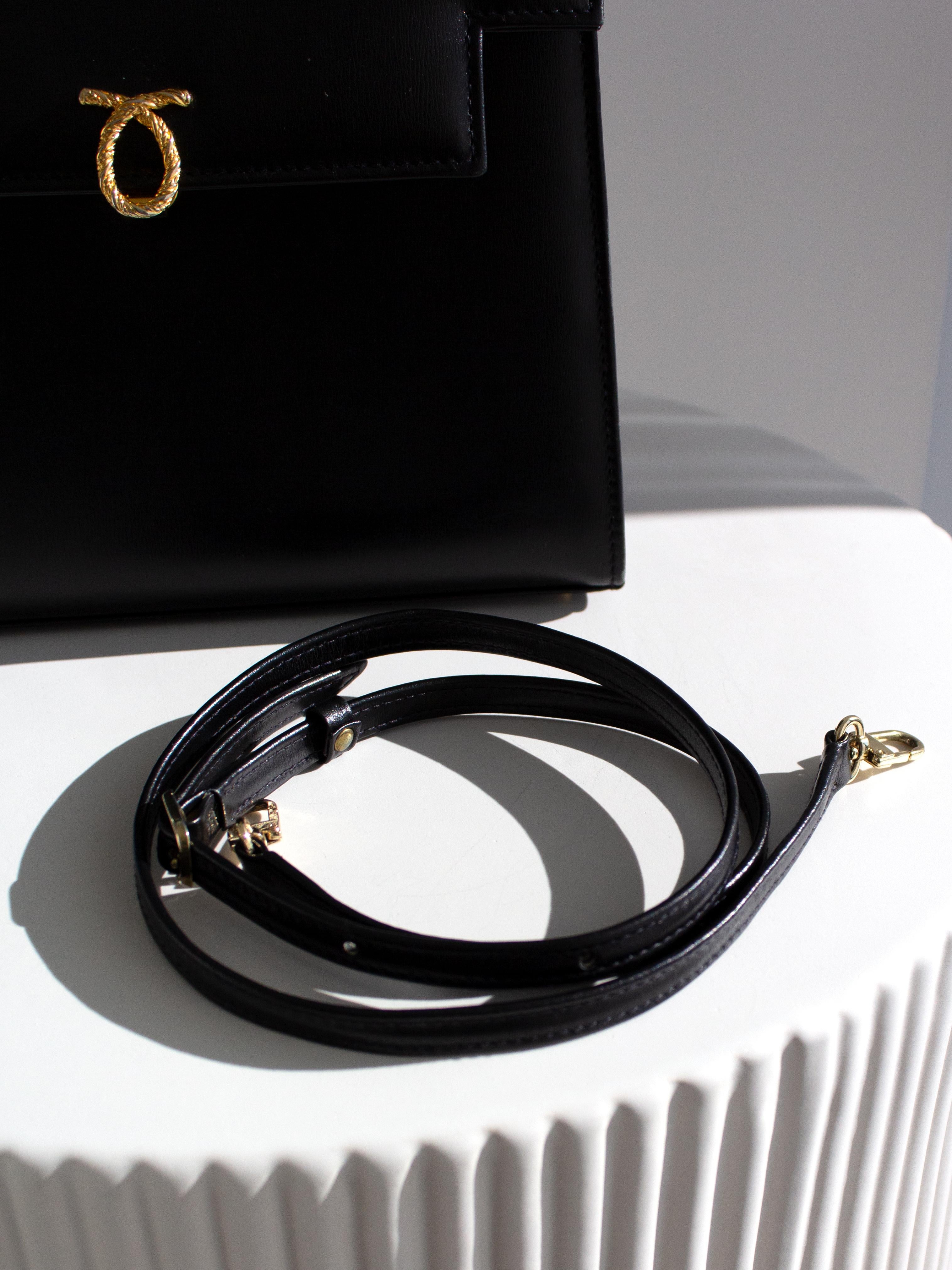 Launer London Traviata Reina Isabel Negro Bolso de Asa Superior 14