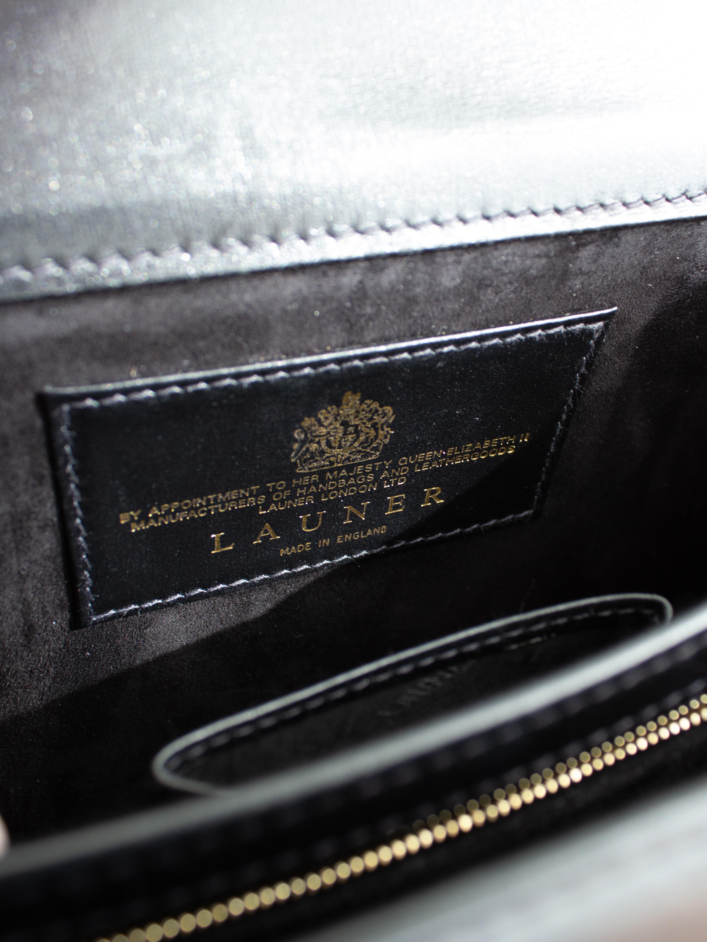 Launer London Traviata Reina Isabel Negro Bolso de Asa Superior 15