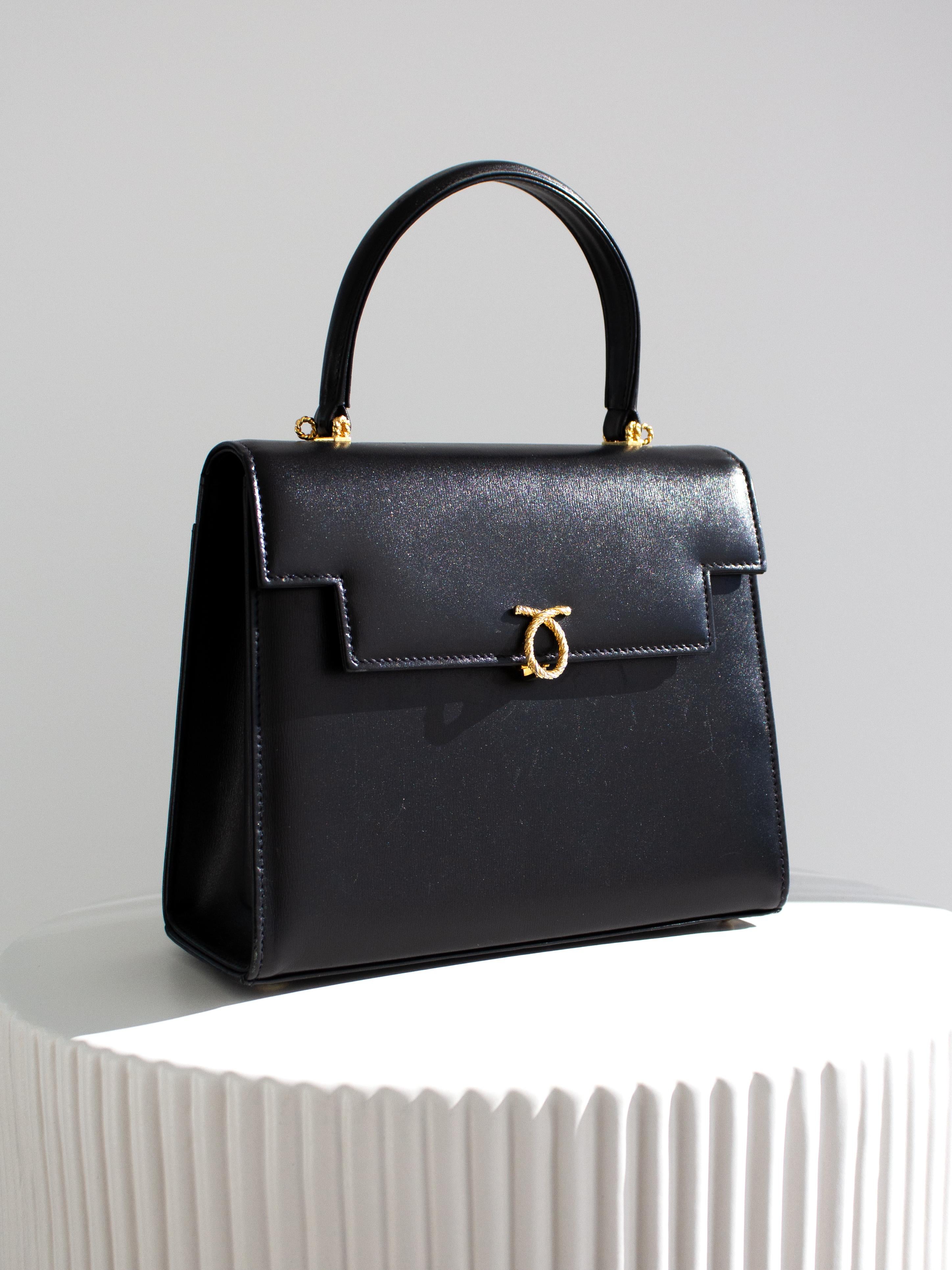 Launer London Traviata Queen Elizabeth Schwarze Tragetasche mit Henkel oben Damen