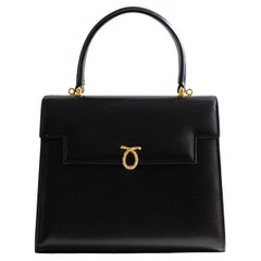 Launer London Traviata Queen Elizabeth Black Top Handle Bag