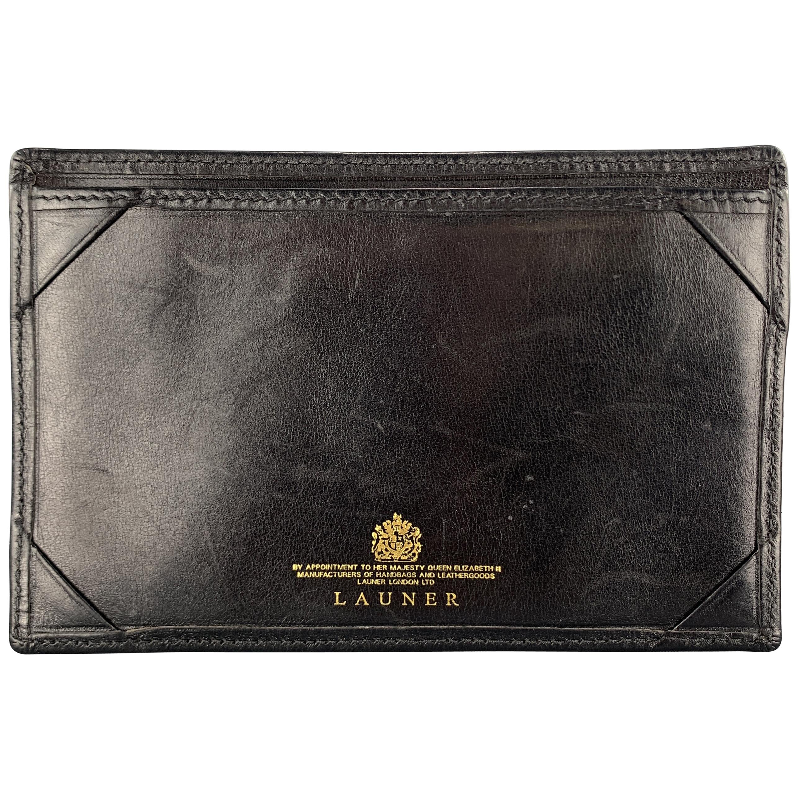 LAUNER Solid Black Leather Card Case Wallet