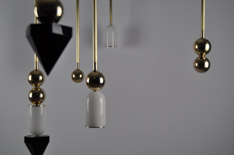 Scandinavian Laur Large Contemporary LED Chandelier, Brass, Handmade/Finished, Art, Sculpture For Sale