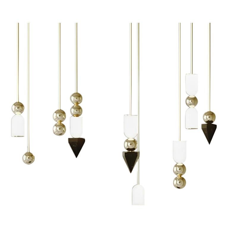 Lampadario LED contemporaneo di grandi dimensioni Laur, Ottone, Fatto a mano/Finito, Arte, Scultura