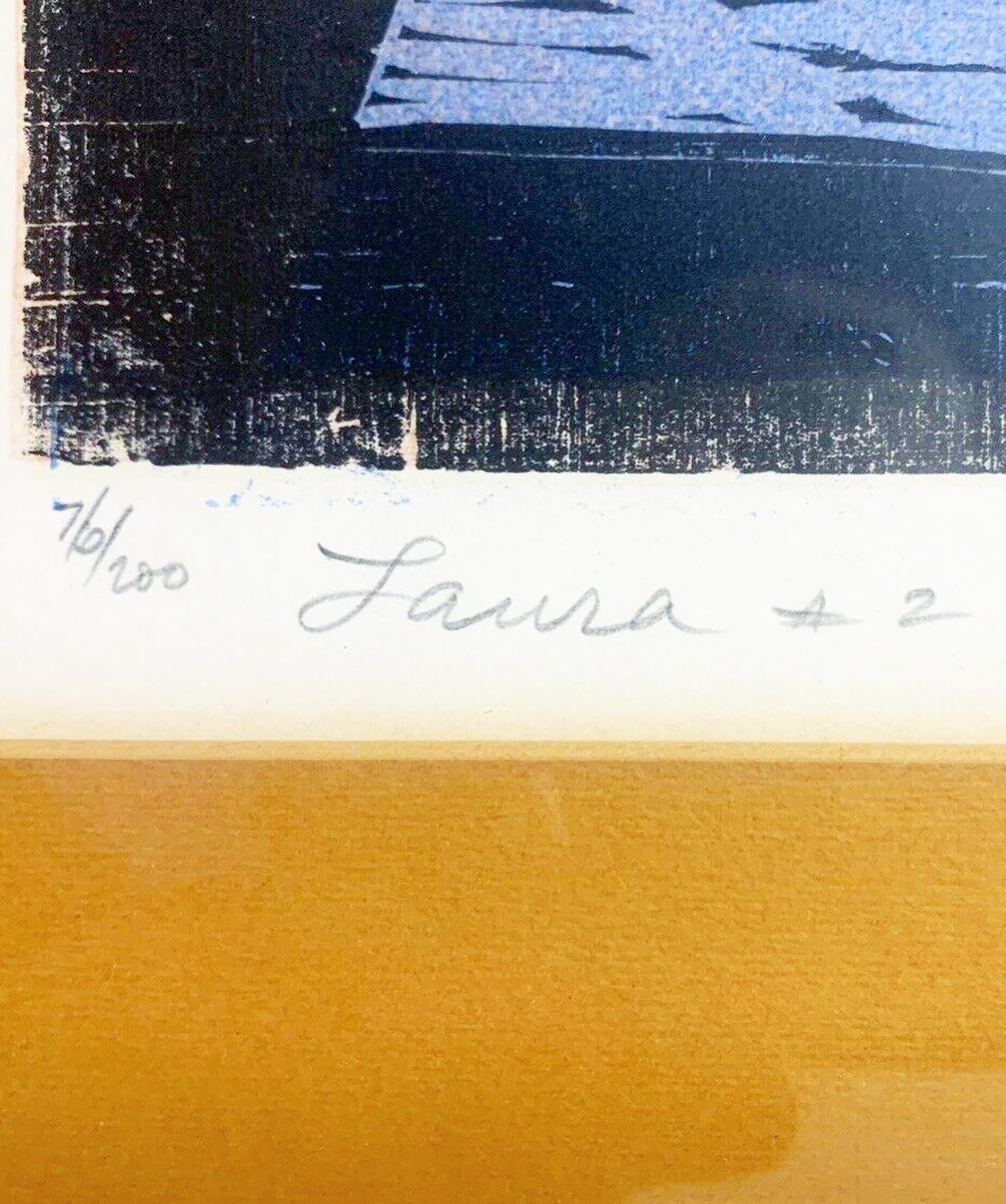 Laura #2, gerahmte Lithographie 76/200 von Irving Amen, 1950er Jahre (amerikanisch) im Angebot