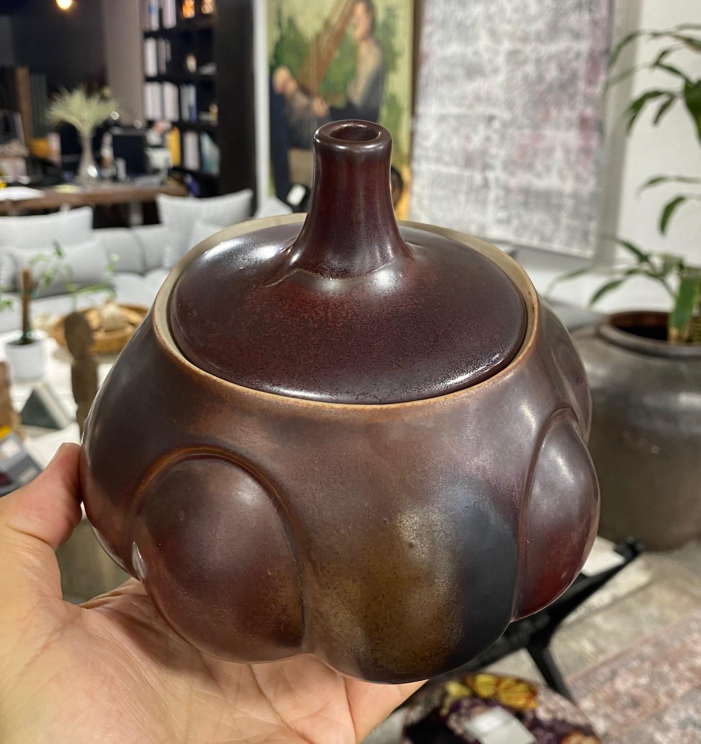 Laura Andreson Signed Glazed Midcentury California Studio Pottery Vessel Pot 10