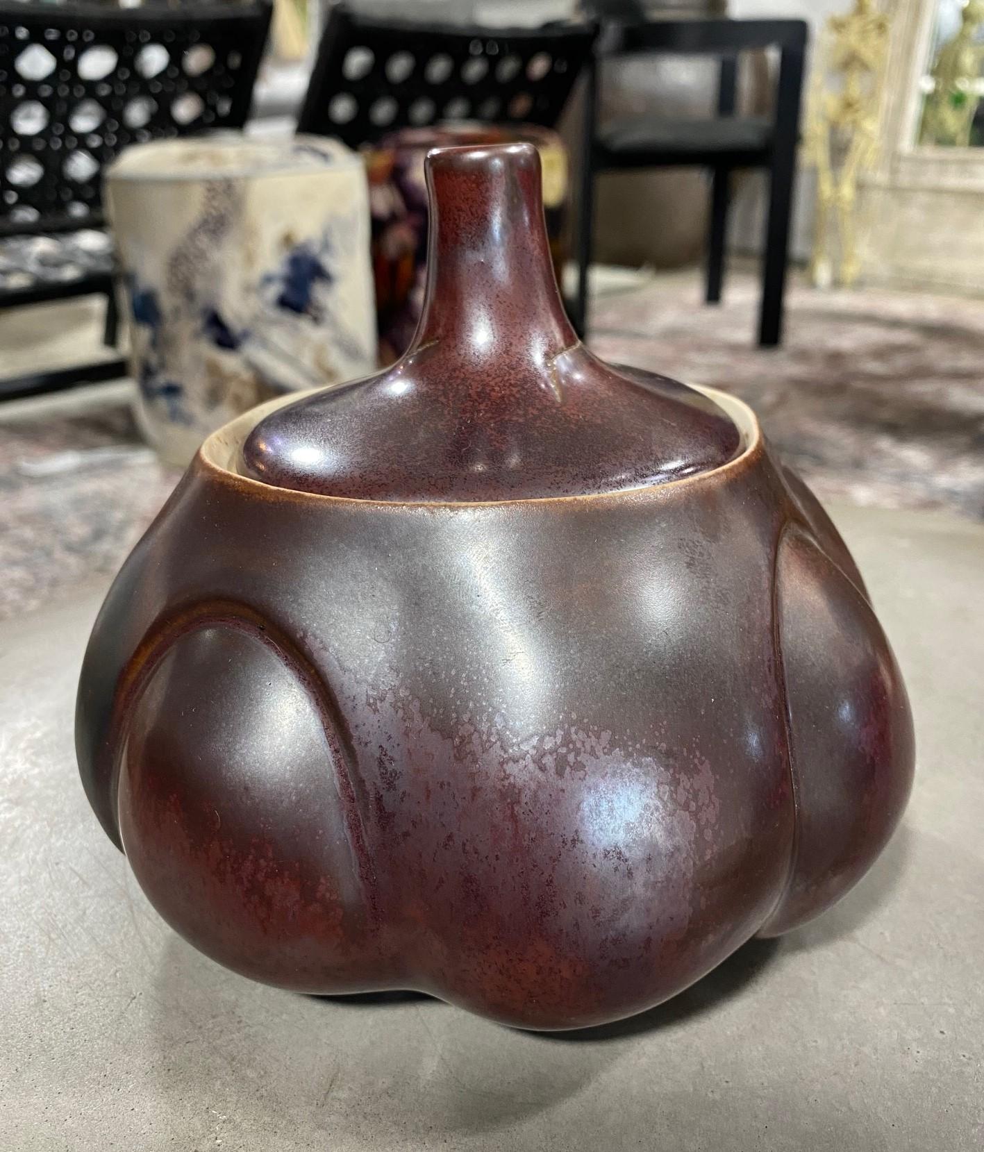 Laura Andreson Signed Glazed Midcentury California Studio Pottery Vessel Pot In Good Condition In Studio City, CA