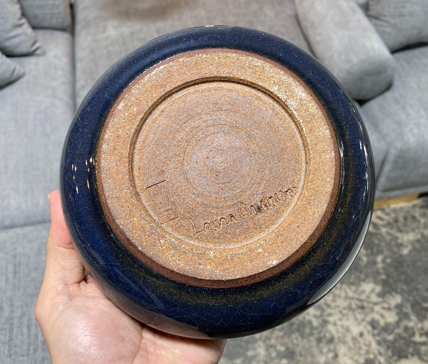 Laura Andreson Signed Glazed Mid-Century Modern California Studio Pottery Bowl For Sale 13