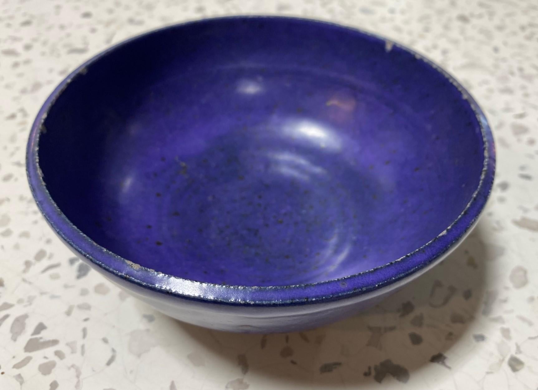 Earthenware Laura Andreson Signed Glazed Mid-Century Modern California Studio Pottery Bowl For Sale