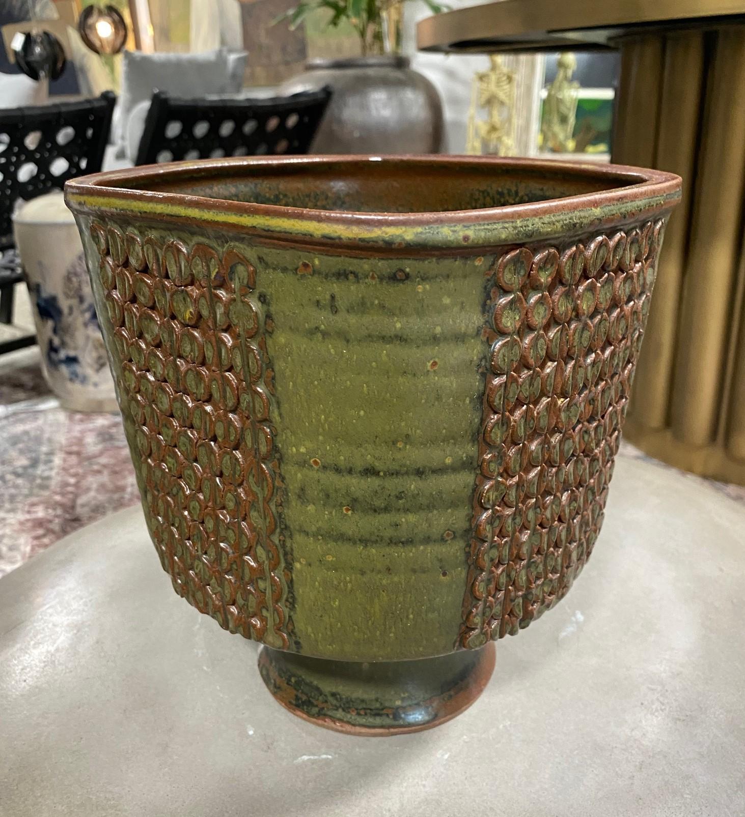 Laura Andreson Signed Monumental Glazed Mid-Century Modern Ceramic Pottery Bowl For Sale 5