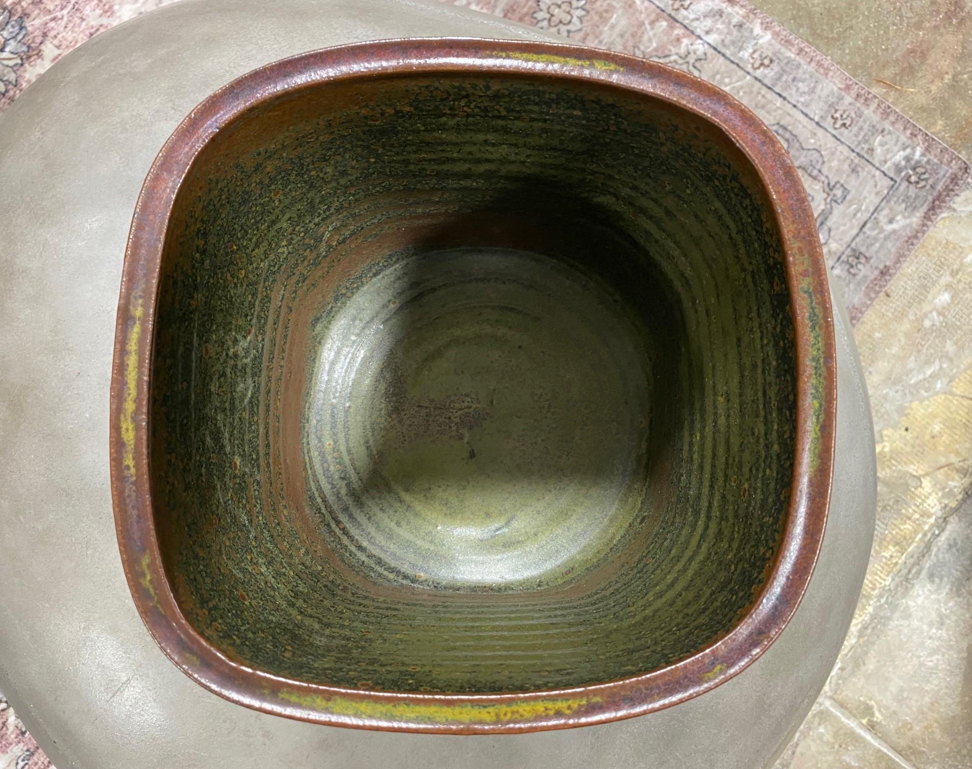 Laura Andreson Signed Monumental Glazed Mid-Century Modern Ceramic Pottery Bowl For Sale 9