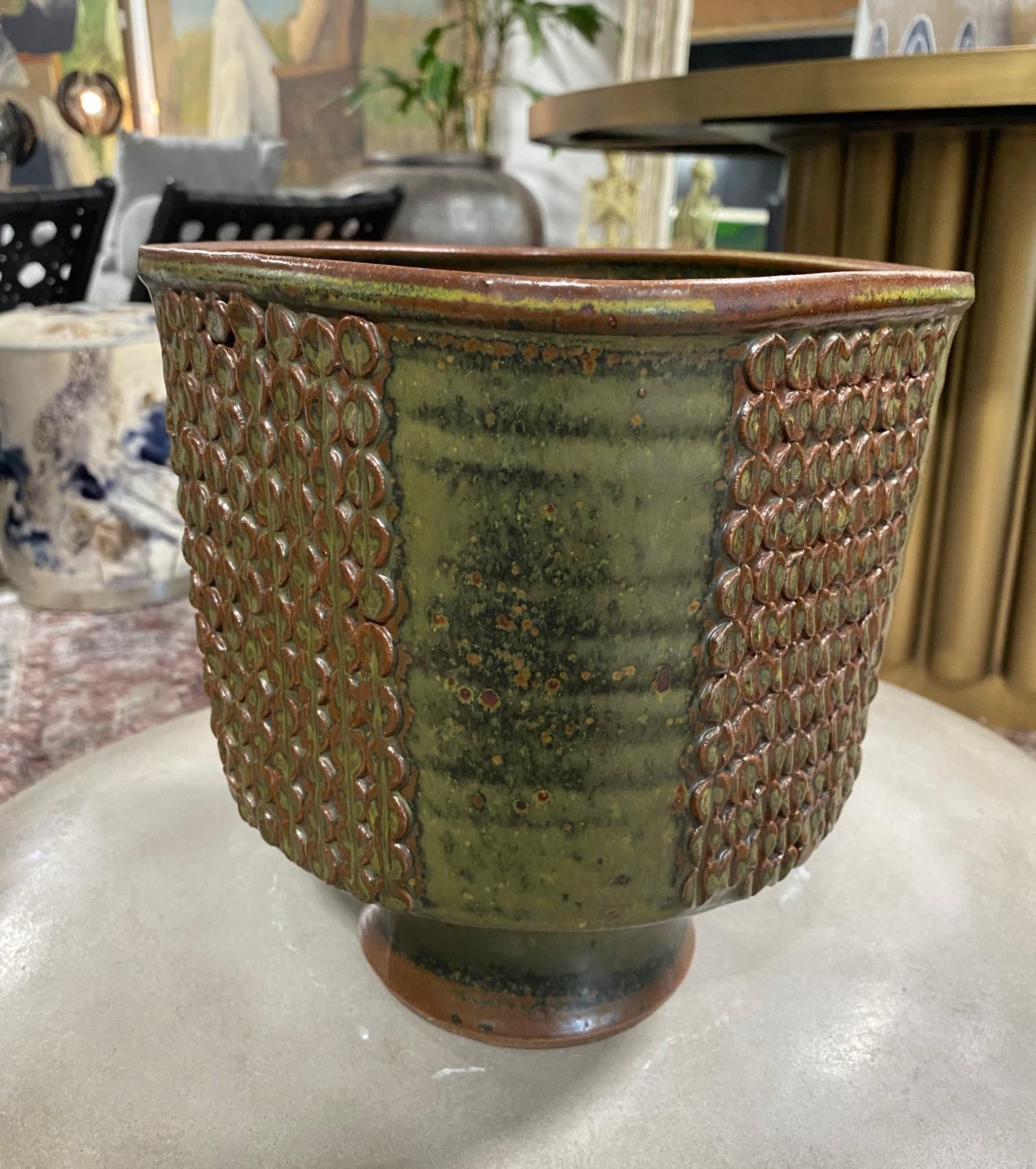Stoneware Laura Andreson Signed Monumental Glazed Mid-Century Modern Ceramic Pottery Bowl For Sale