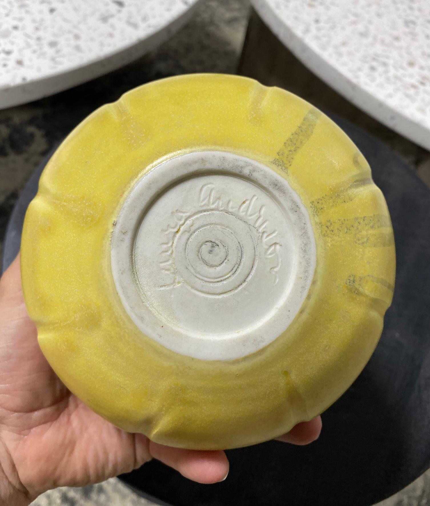Laura Andreson Signed Yellow Glazed Midcentury California Studio Pottery Vase 2