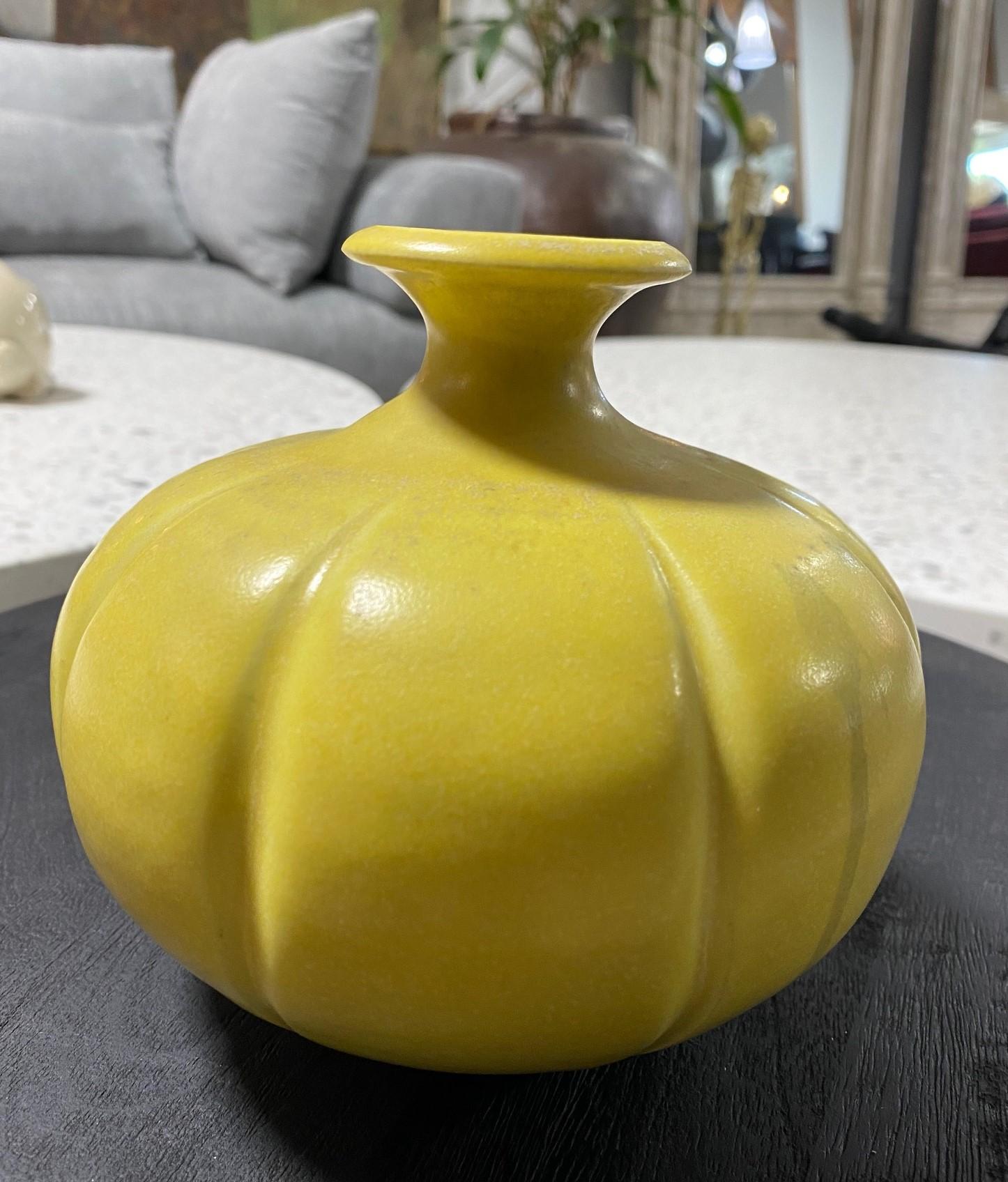 Mid-Century Modern Laura Andreson Signed Yellow Glazed Midcentury California Studio Pottery Vase