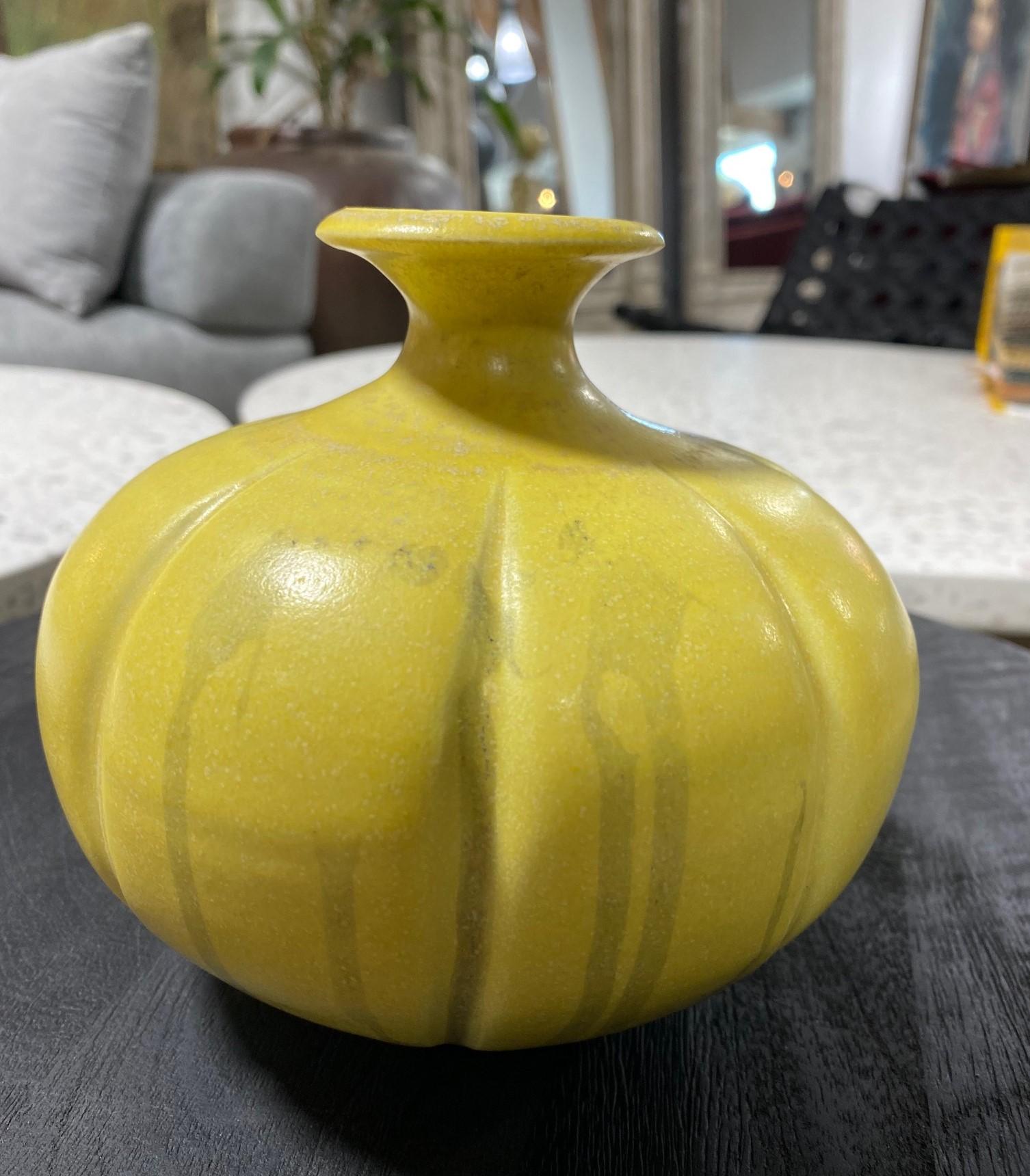 American Laura Andreson Signed Yellow Glazed Midcentury California Studio Pottery Vase
