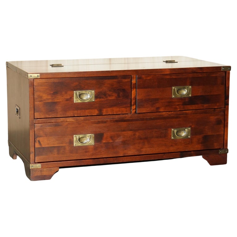 Laura Ashely Military Campaign Television Stand Chest of Drawers Drawers TV For Sale
