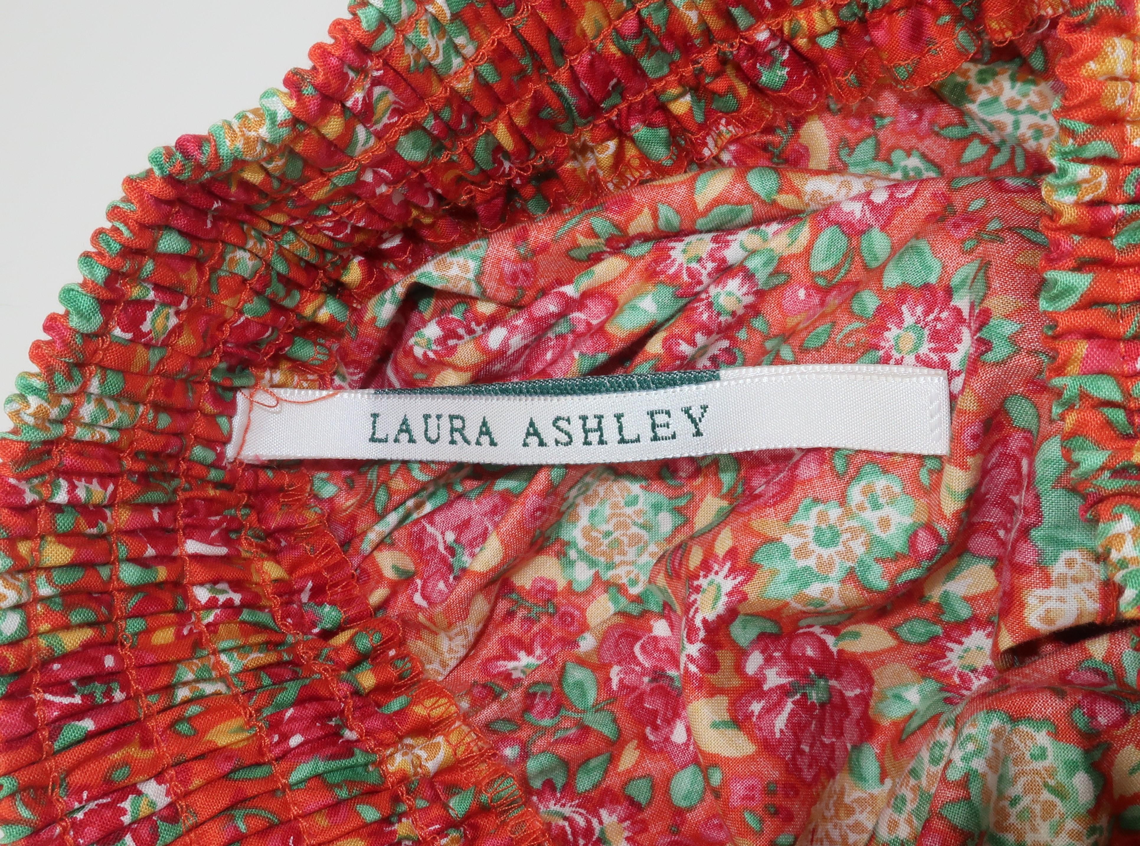 Laura Ashley Floral Cotton Prairie Peasant Skirt, 1980's 4