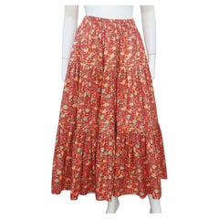 Laura Ashley Floral Cotton Prairie Peasant Skirt, 1980's