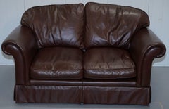 Laura Ashley Heritage 100% Cattle Hide Leather Two-Seat Sofa Matching Armchair