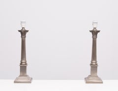 Laura Ashley pair Colum nickel table lamps