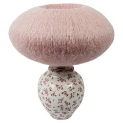Laura Ashley Table Lamp Porcelain Wool Salmon Pink 1970's UK